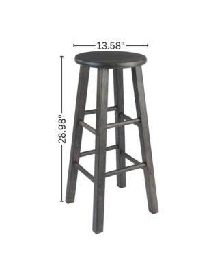2-Piece Bar Stool Set, Solid Wood, Round Seat, Squared Legs