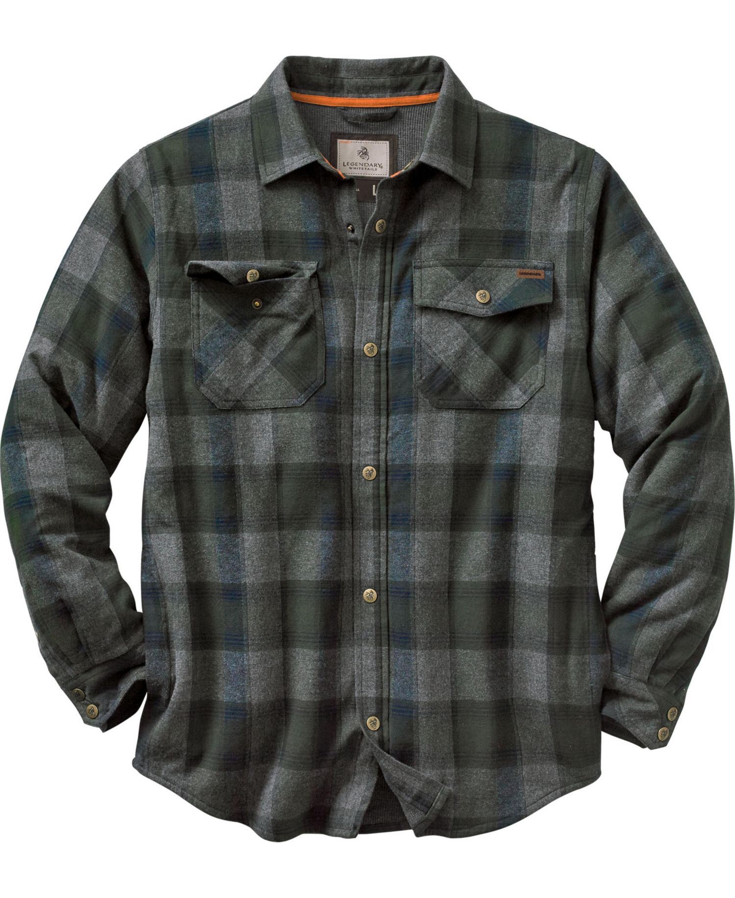 Mens Thermal Lined Plaid Long Sleeve Snap Up Shirt Jacket