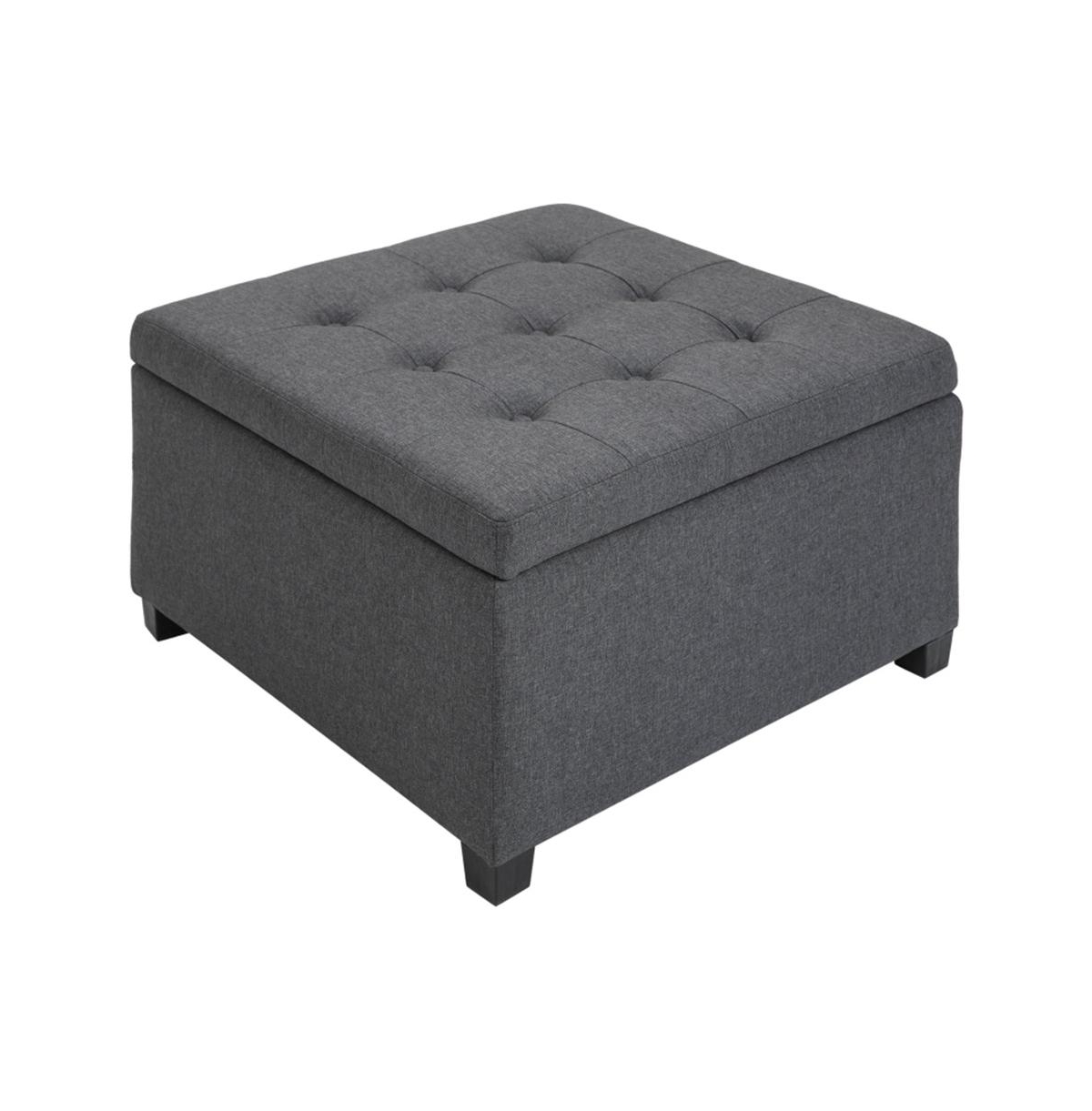 Slickblue Upholstered Ottoman Bench with Soft Cushion and Linen Fabric
