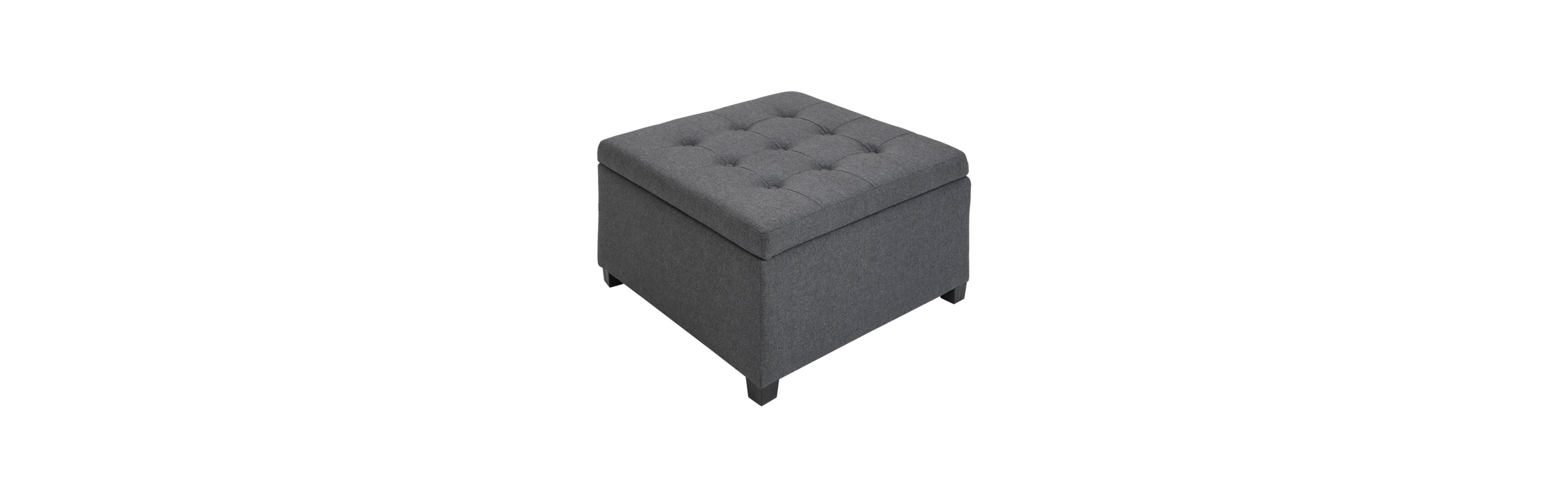 Slickblue Upholstered Ottoman Bench with Soft Cushion and Linen Fabric