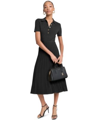 Michael Kors Women's Polo Collar Short-Sleeve Midi Dress