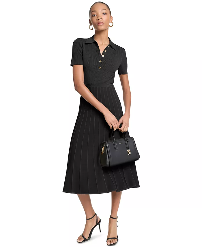 Michael Kors Women's Polo Collar Short-Sleeve Midi Dress