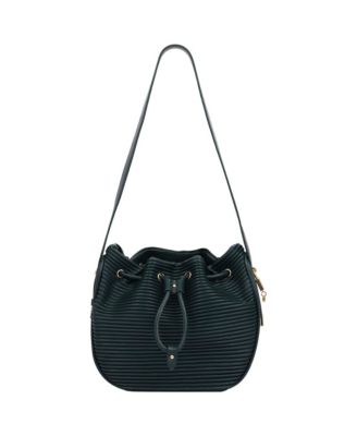 Women's Haywood 3D Horizon Pleated Bucket Shoulder Bag with Drawstring Closure