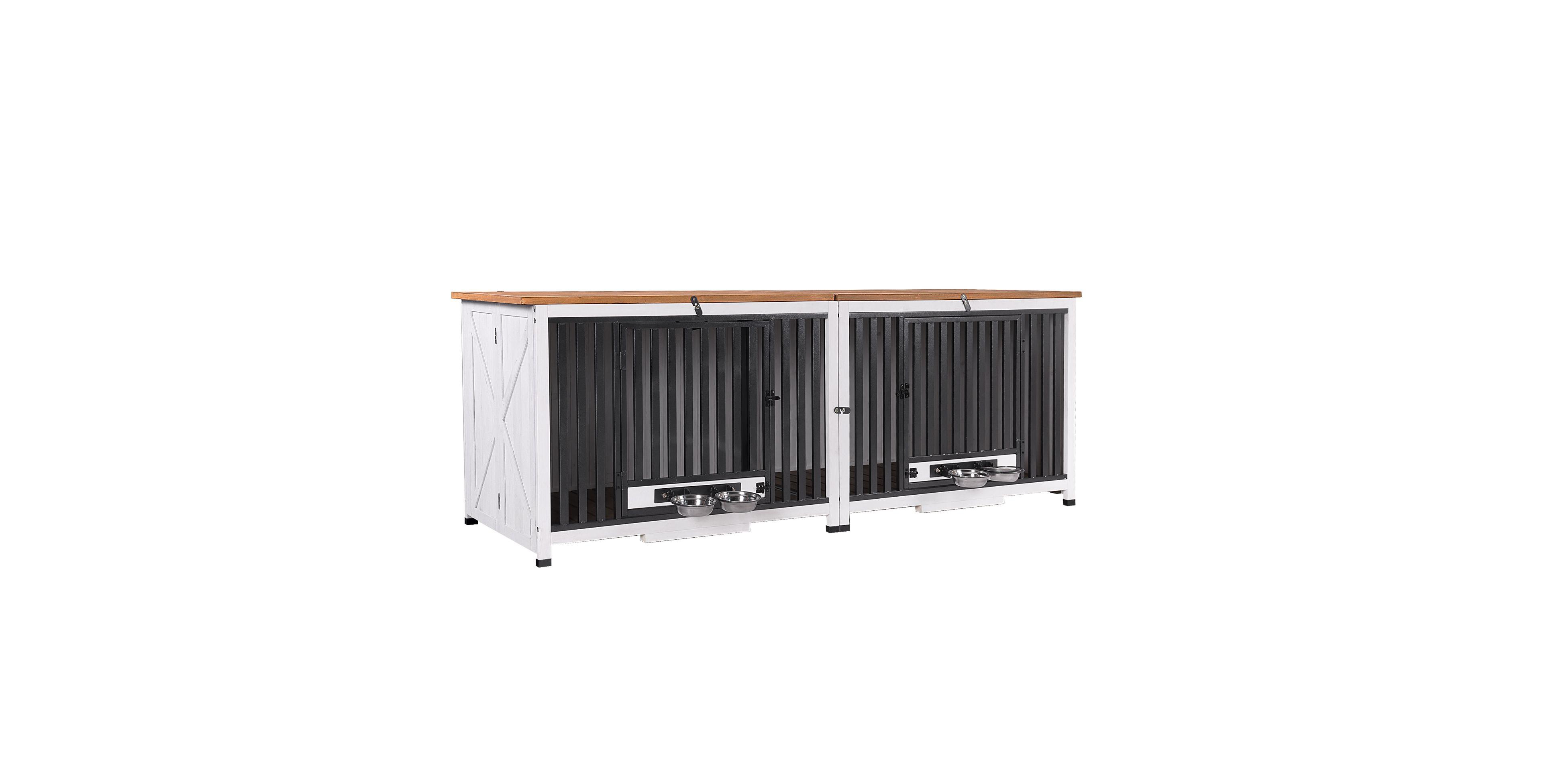 aivituvin Wooden Dog Crate with Folding Design Strong Iron Door