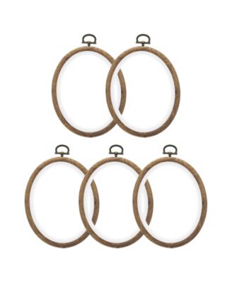 5 Pack Oval Embroidery Hoops Rubber Plastic Craft Frames for Sewing Cross Stitch