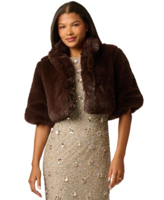 Women's Faux Fur Cropped Shawl-Collar Jacket