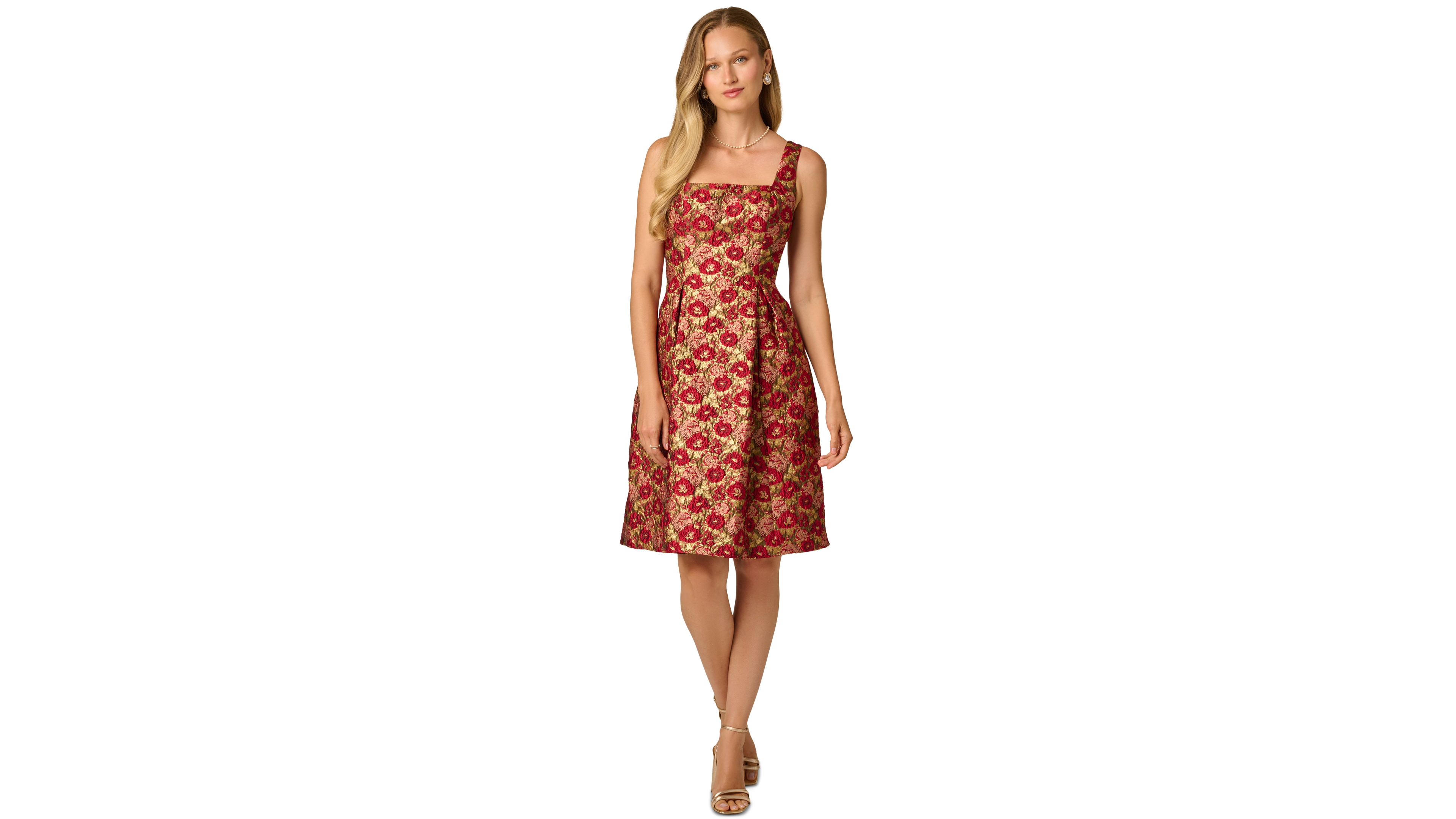 Adrianna Papell Women's Floral Jacquard Fit & Flare Short Dress