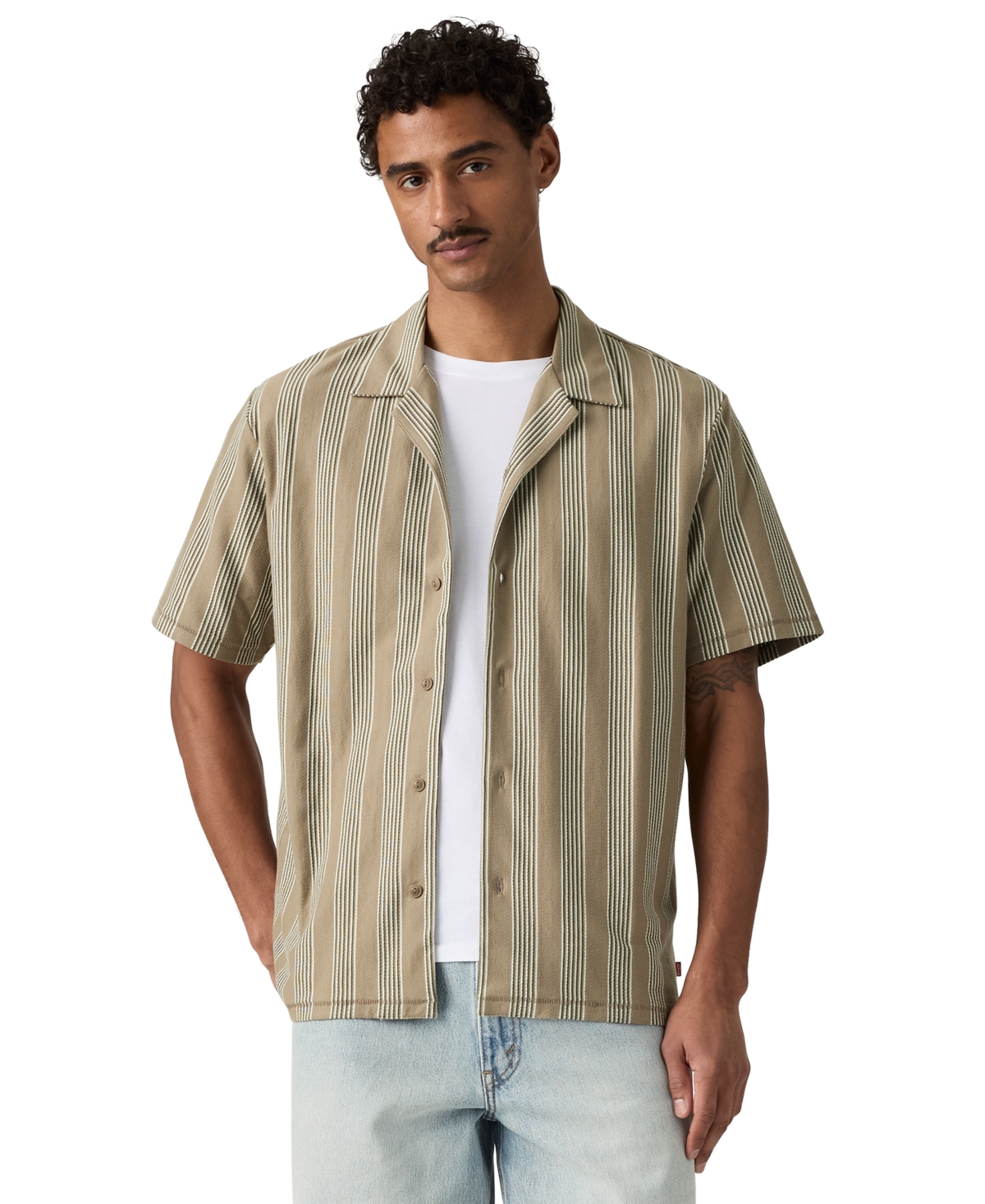 Levi's Men's Knit Camp Short-Sleeve Camp Collar Shirt - Brindle