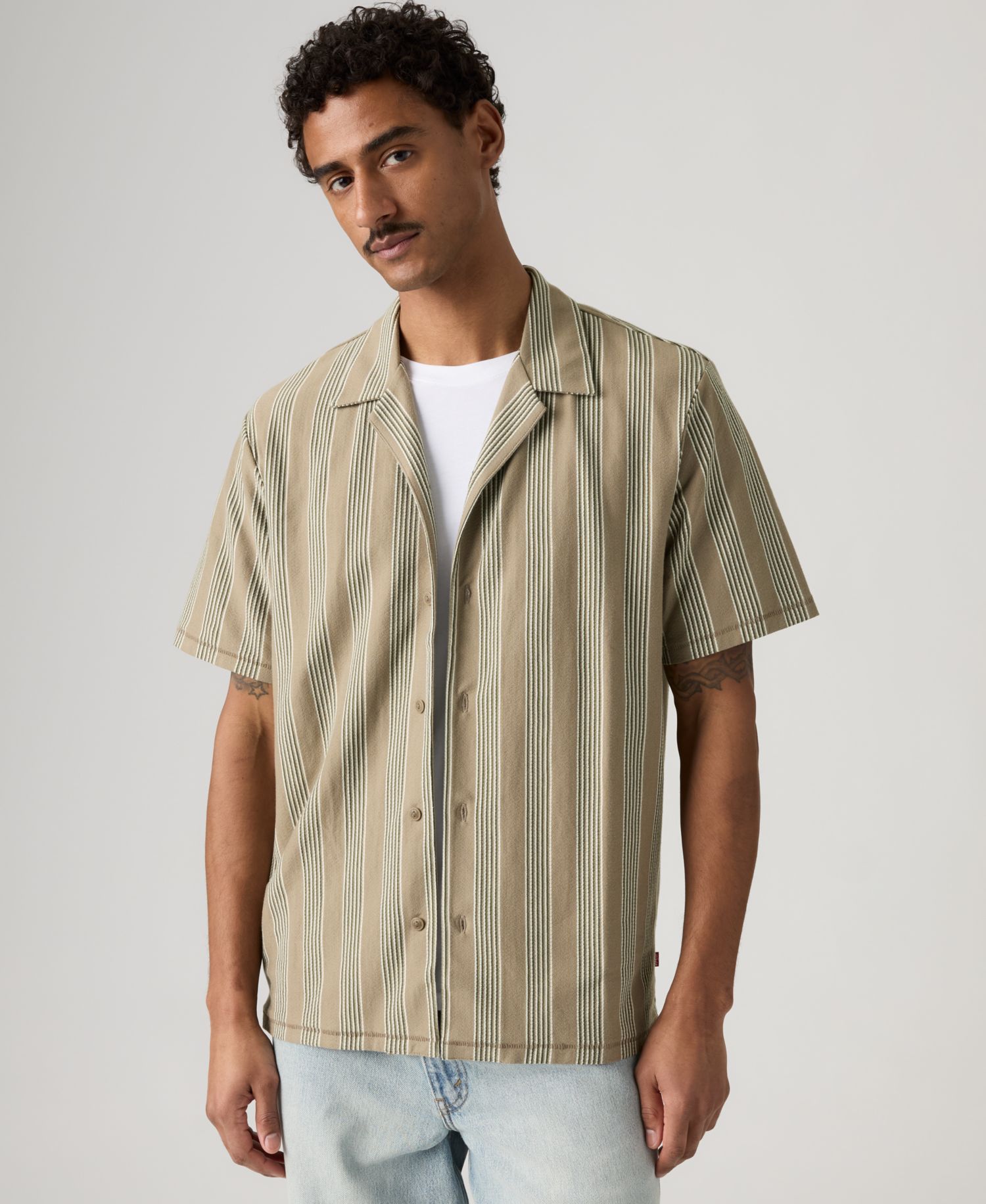 Men's Knit Camp Short-Sleeve Camp Collar Shirt