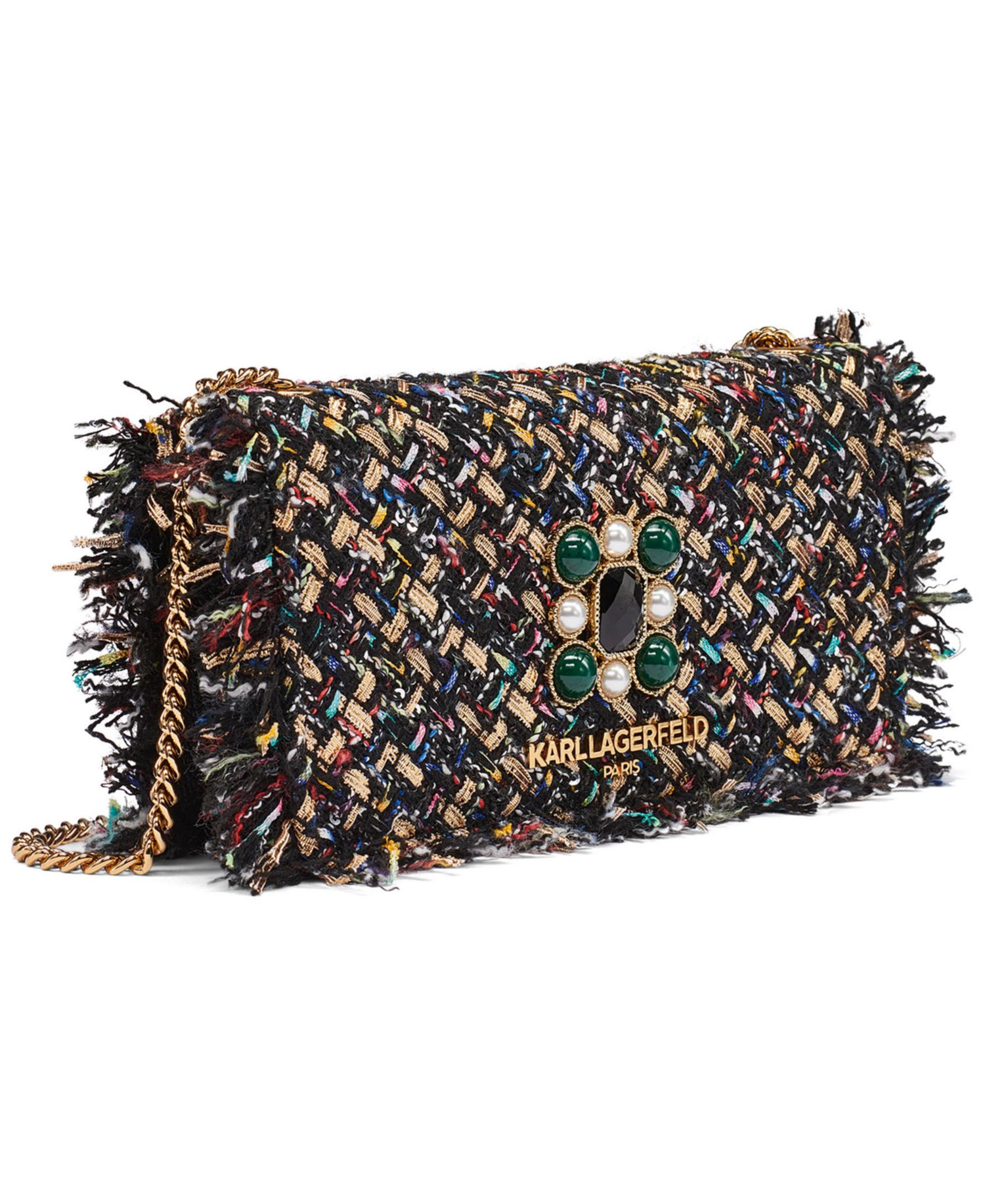 Kosette Tweed Chain-Strap Evening Crossbody Handbag