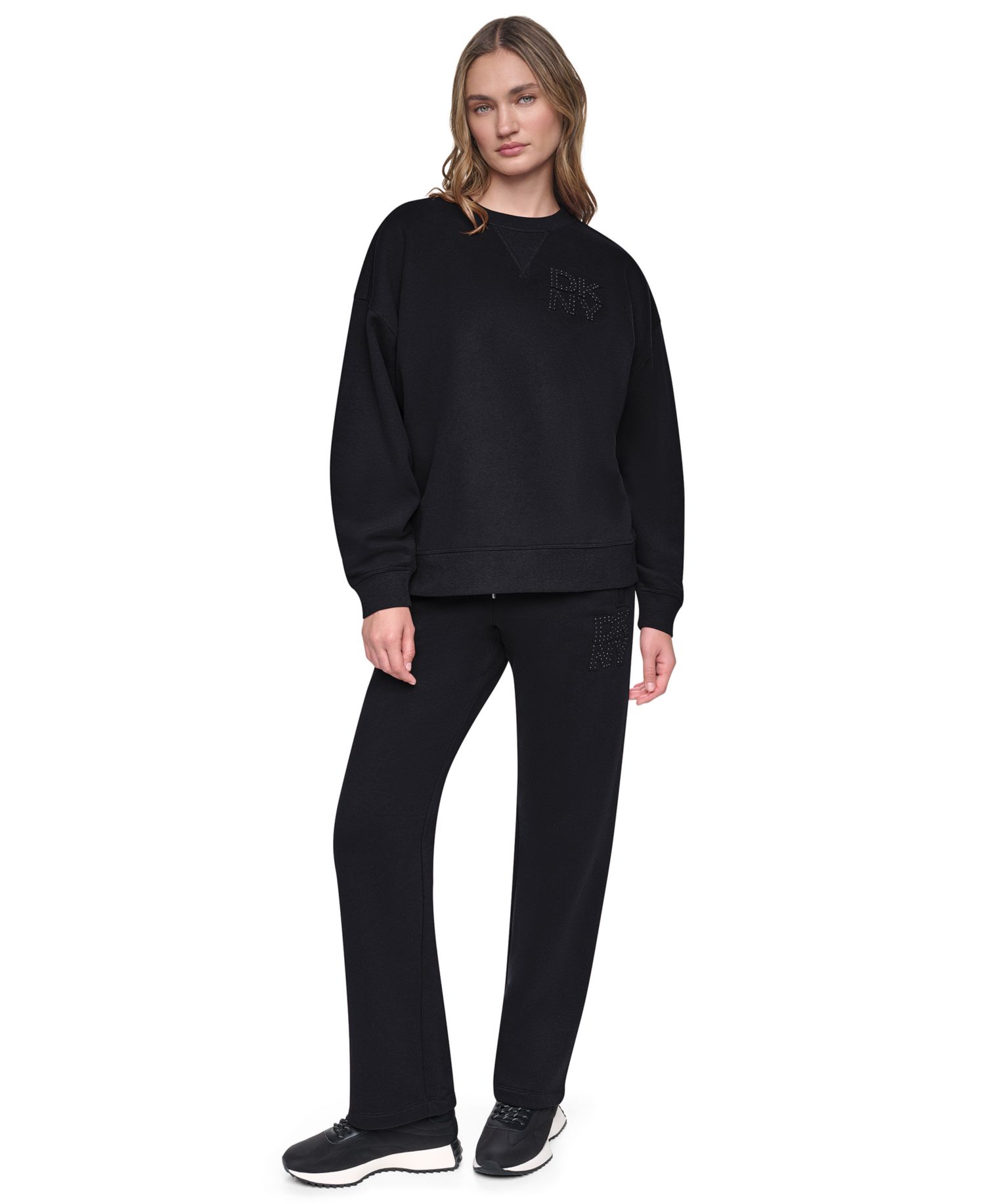 Women's Oversized Drop-Shoulder Rhinestone Applique Sweatshirt