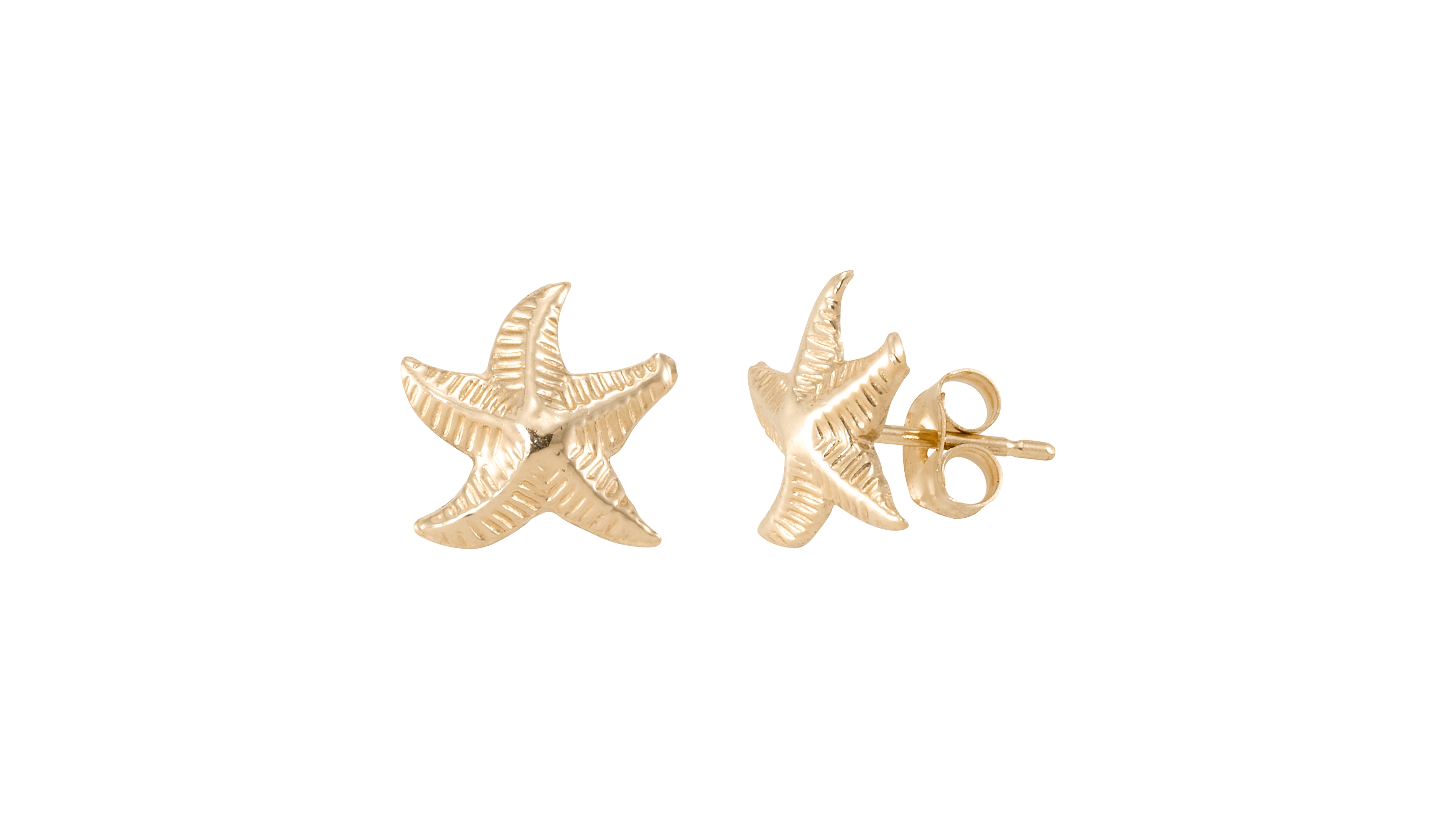 Textured Starfish Studs in 14K Yellow Gold