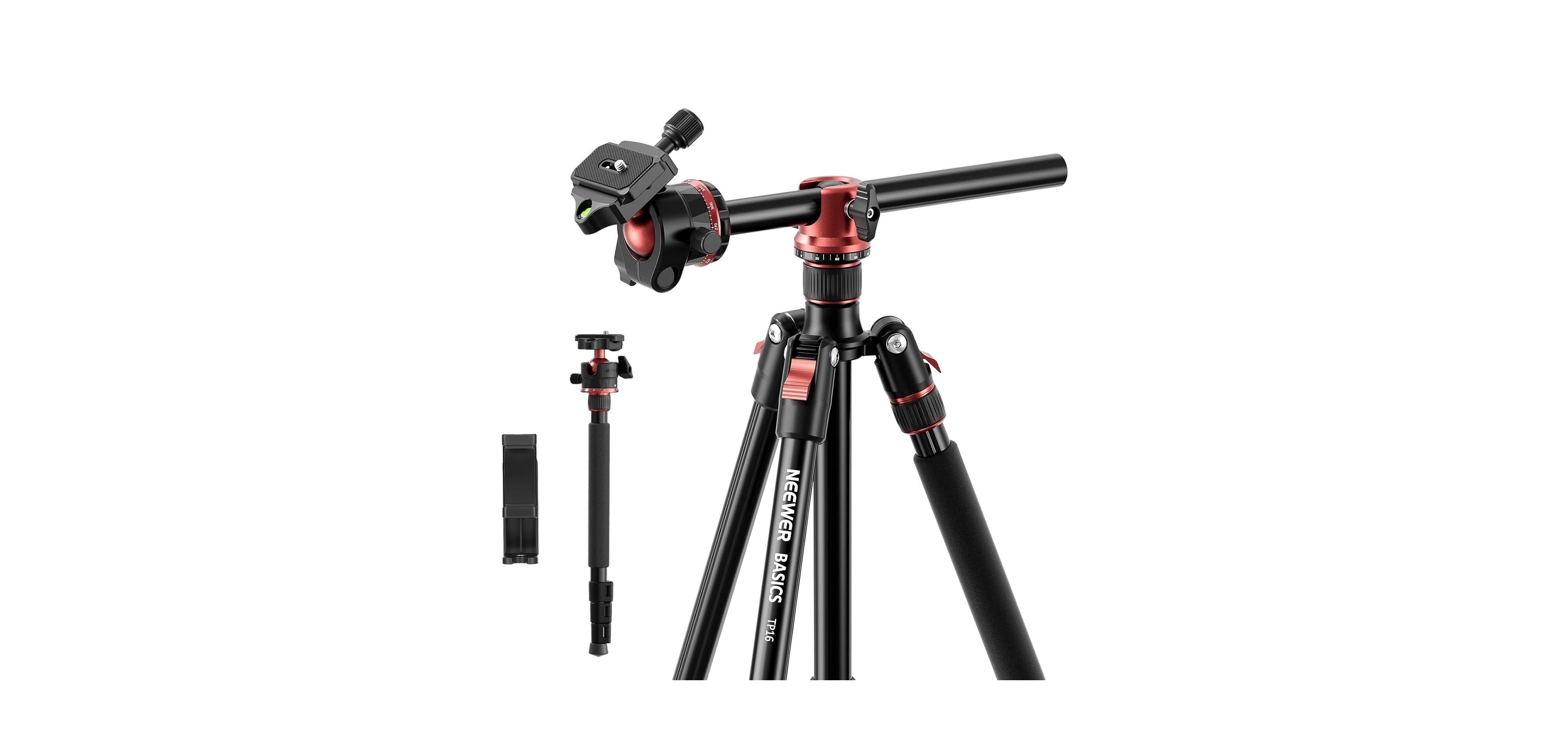 Lamicall TP16 Adjustable Ball Head Camera Tripod with Phone Holder for Cameras, Camcorders & Smartphones