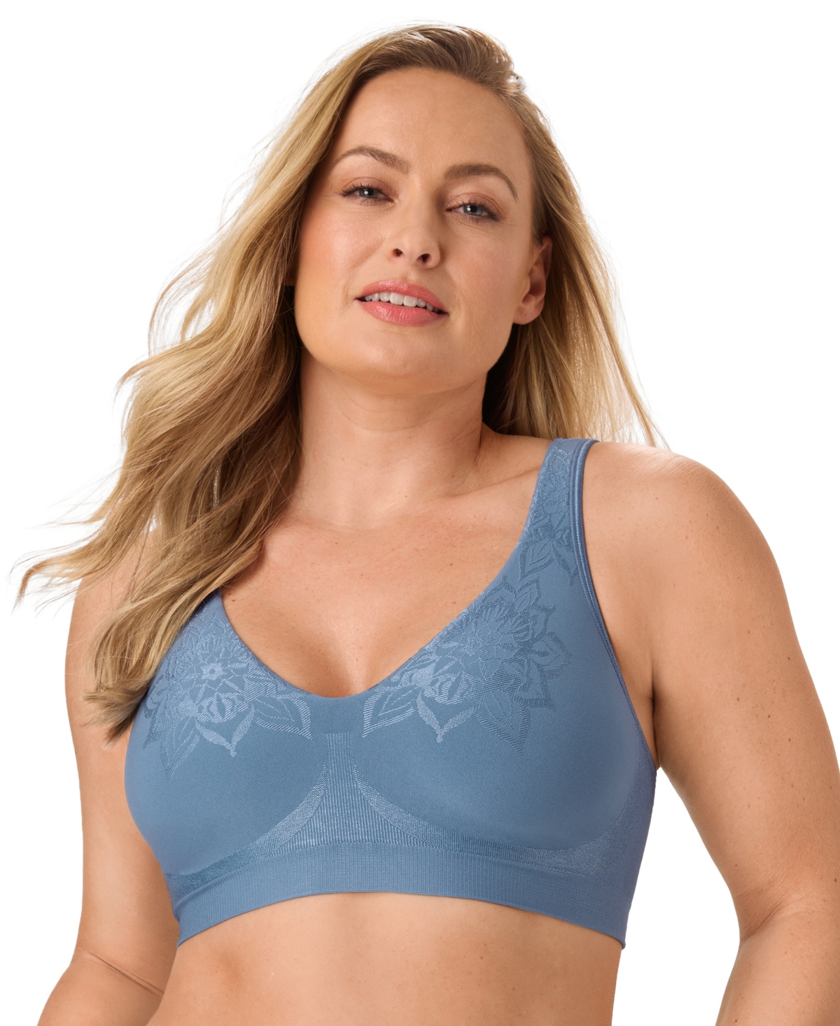 Bali Women's Comfort Revolution ComfortFlex Fit Wirefree Bra in Antique Blue Aztec | Size: 2X | HerRoom.com