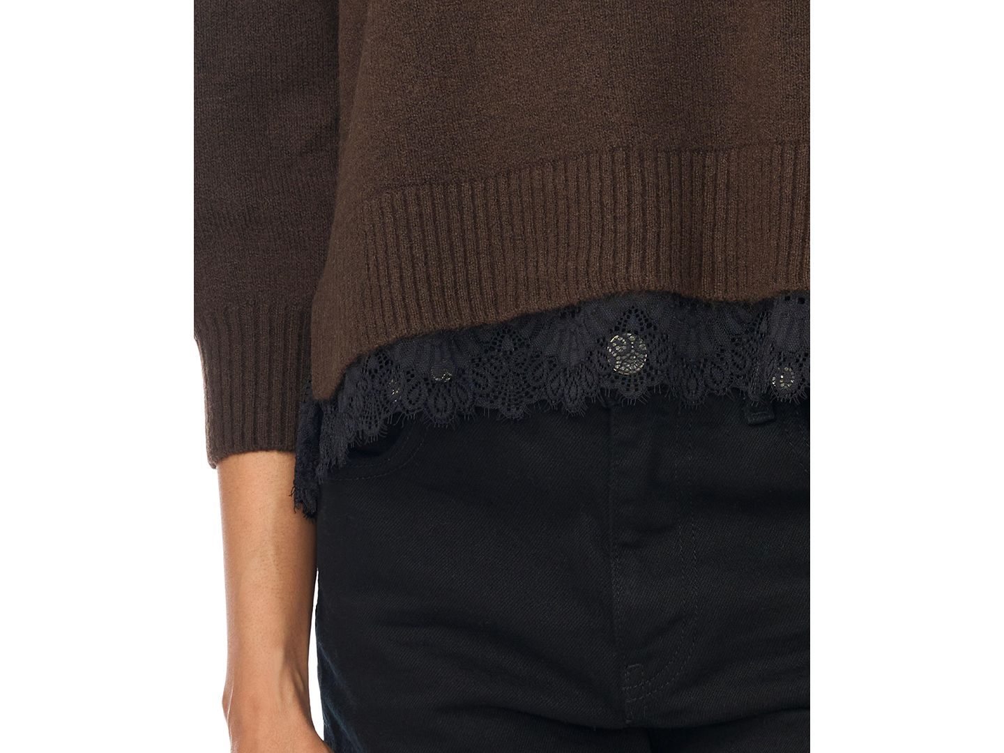 Женский свитер Vince Camuto Chenille Embroidery 3/4-Length Sleeve, цвет: Шоколадный — фото 3