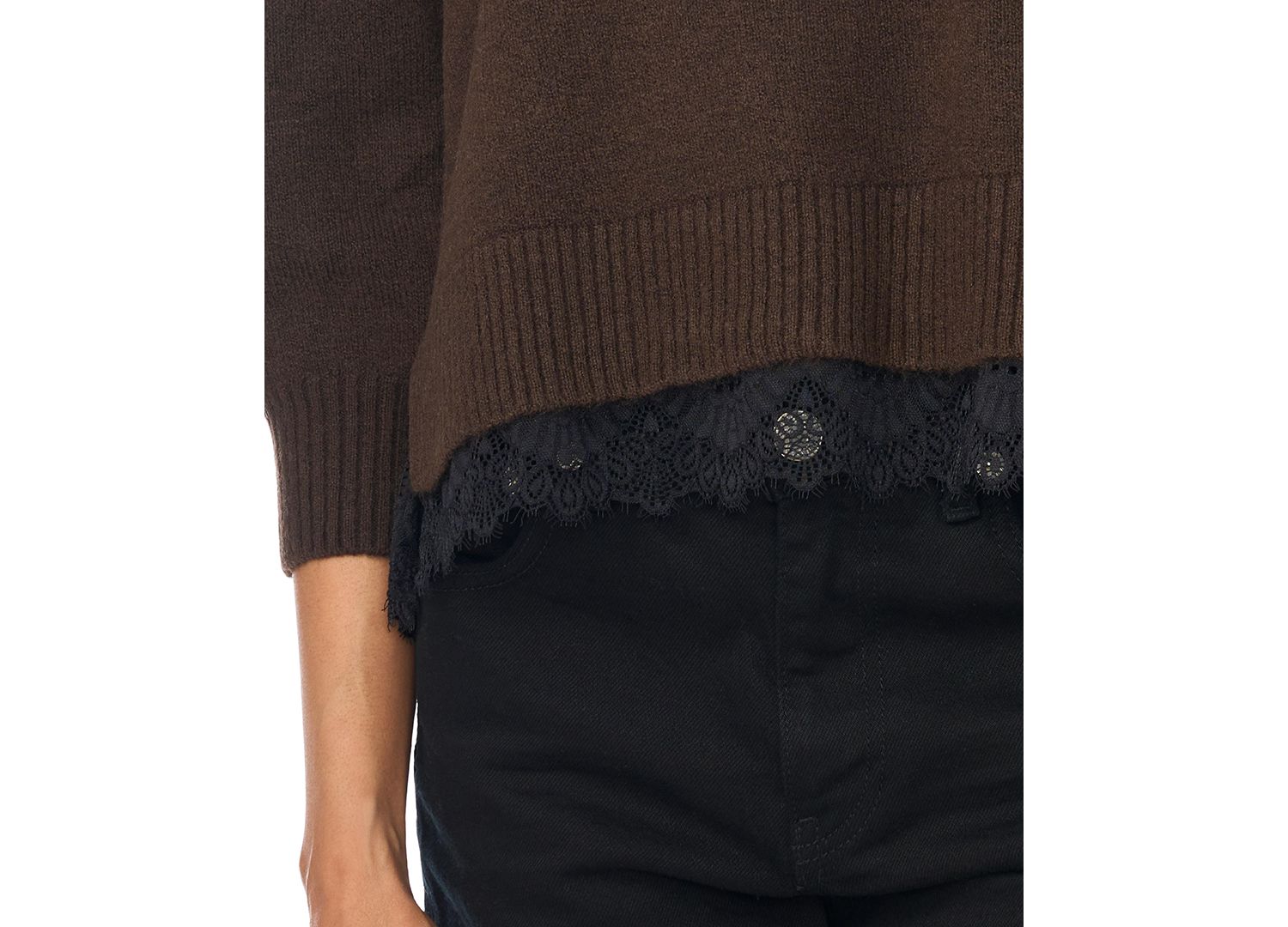 Women's Chenille Embroidery 3/4-Length Sleeve Sweater
