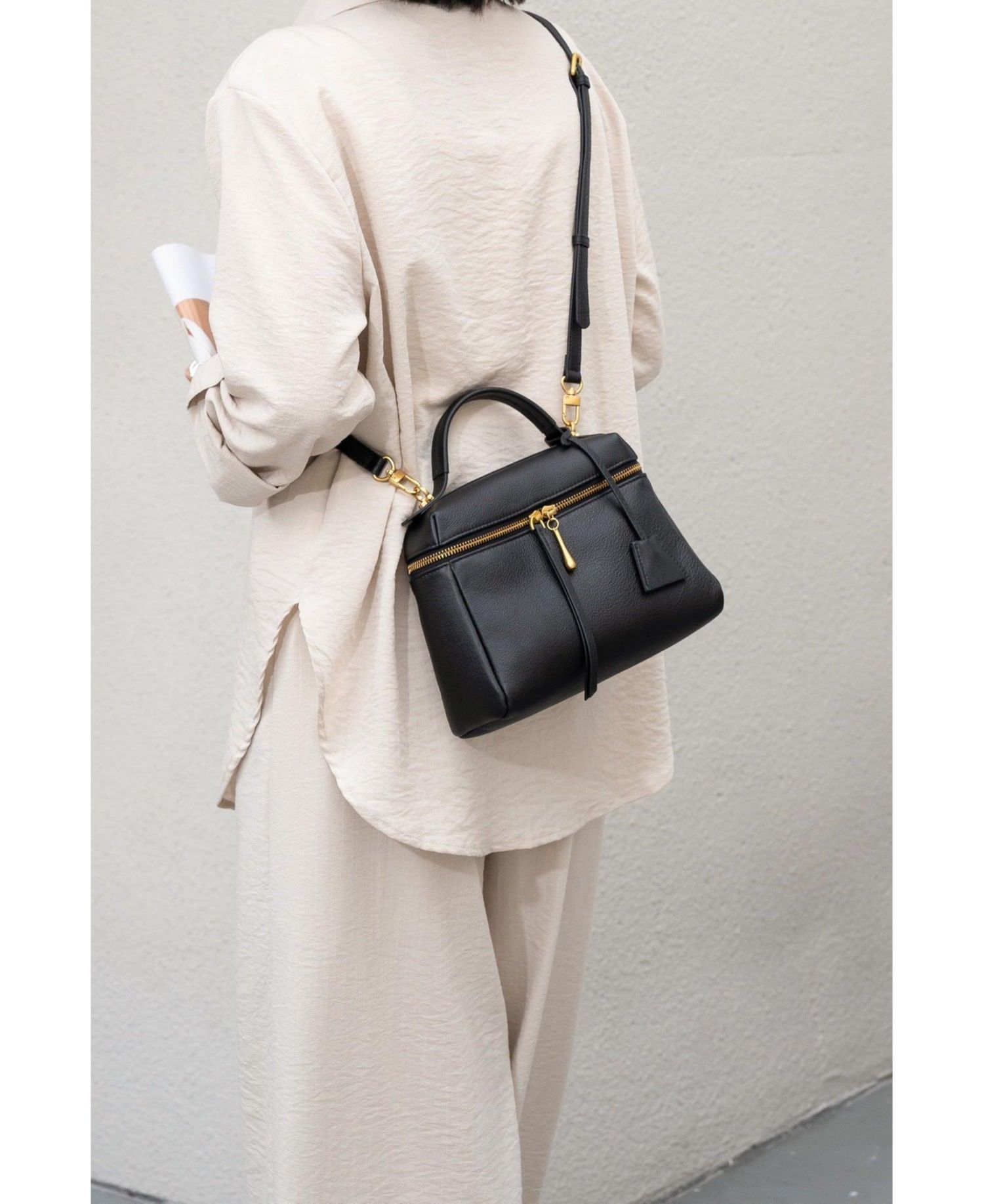 Arden Genuine Leather Top Handle Satchel, Small Crossbody Bag, Structured Shoulder Purse with Adjustable Strap and Zip Closure