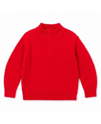 Boys' 4-20 Cable-Knit Mock Neck Front Zipper Sweater