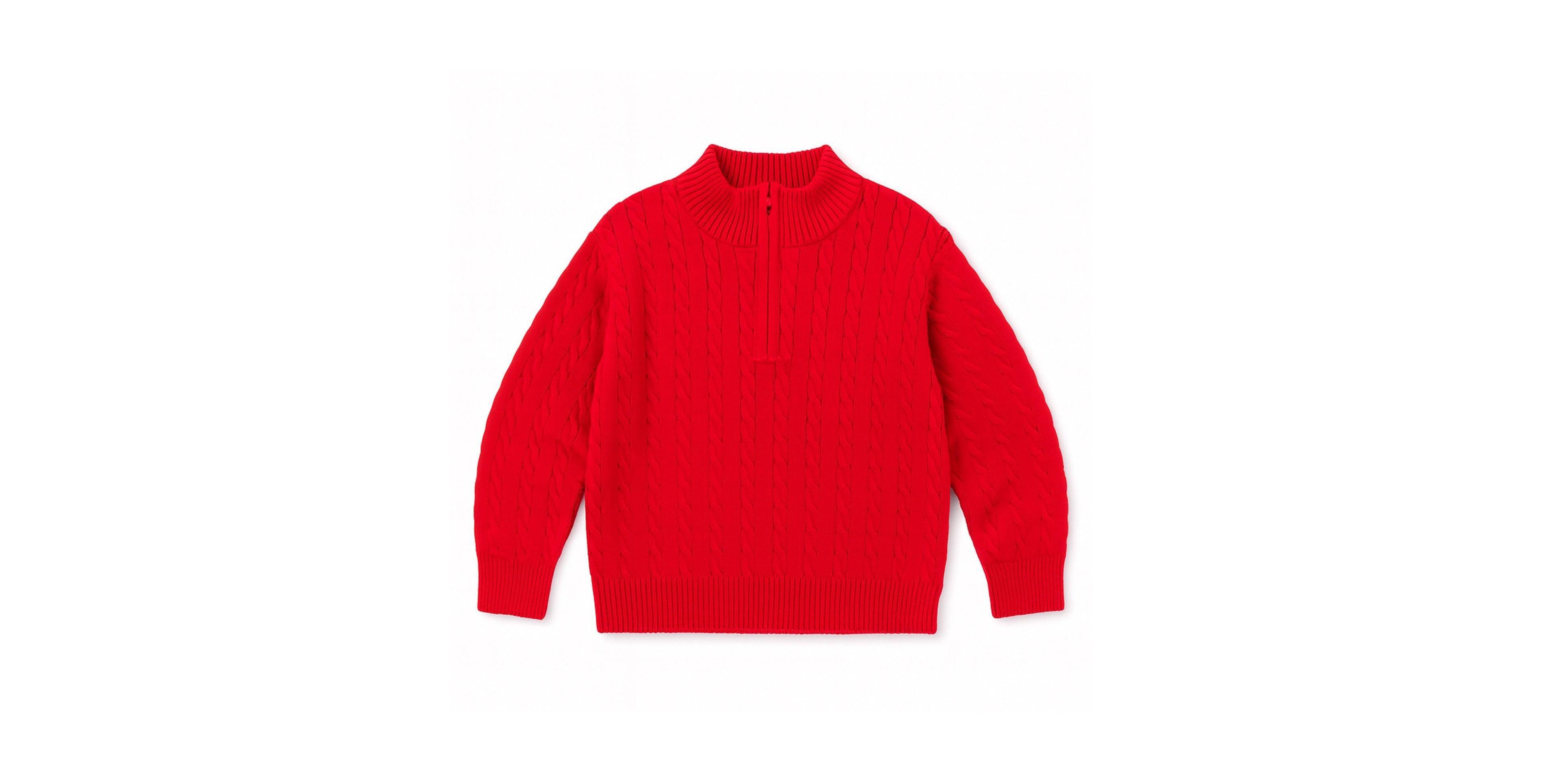 Florence Eiseman Boys' 4-20 Cable-Knit Mock Neck Front Zipper Sweater