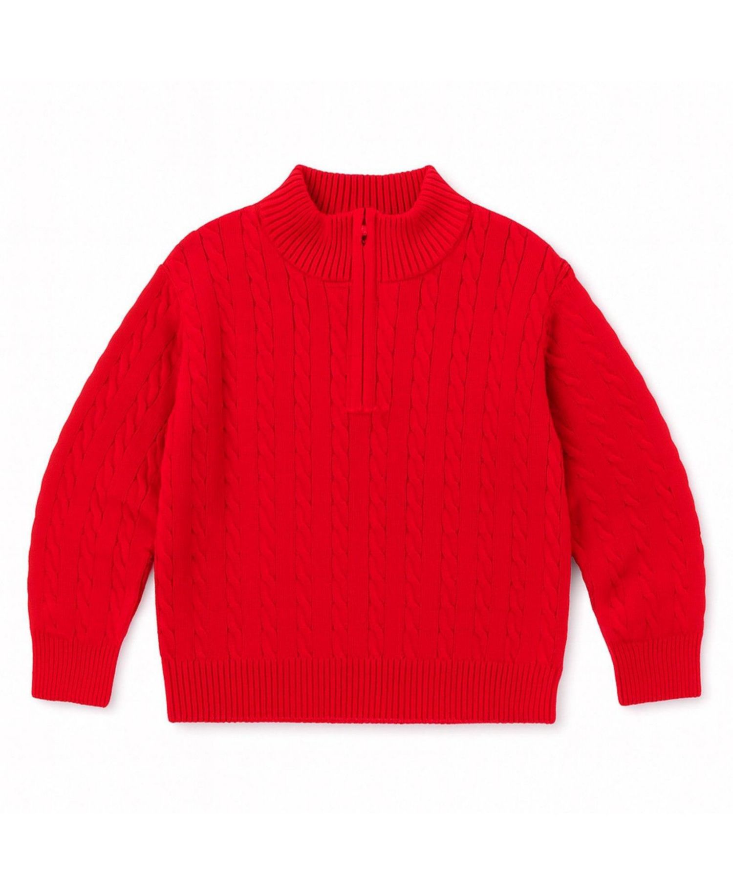 Boys' 4-20 Cable-Knit Mock Neck Front Zipper Sweater