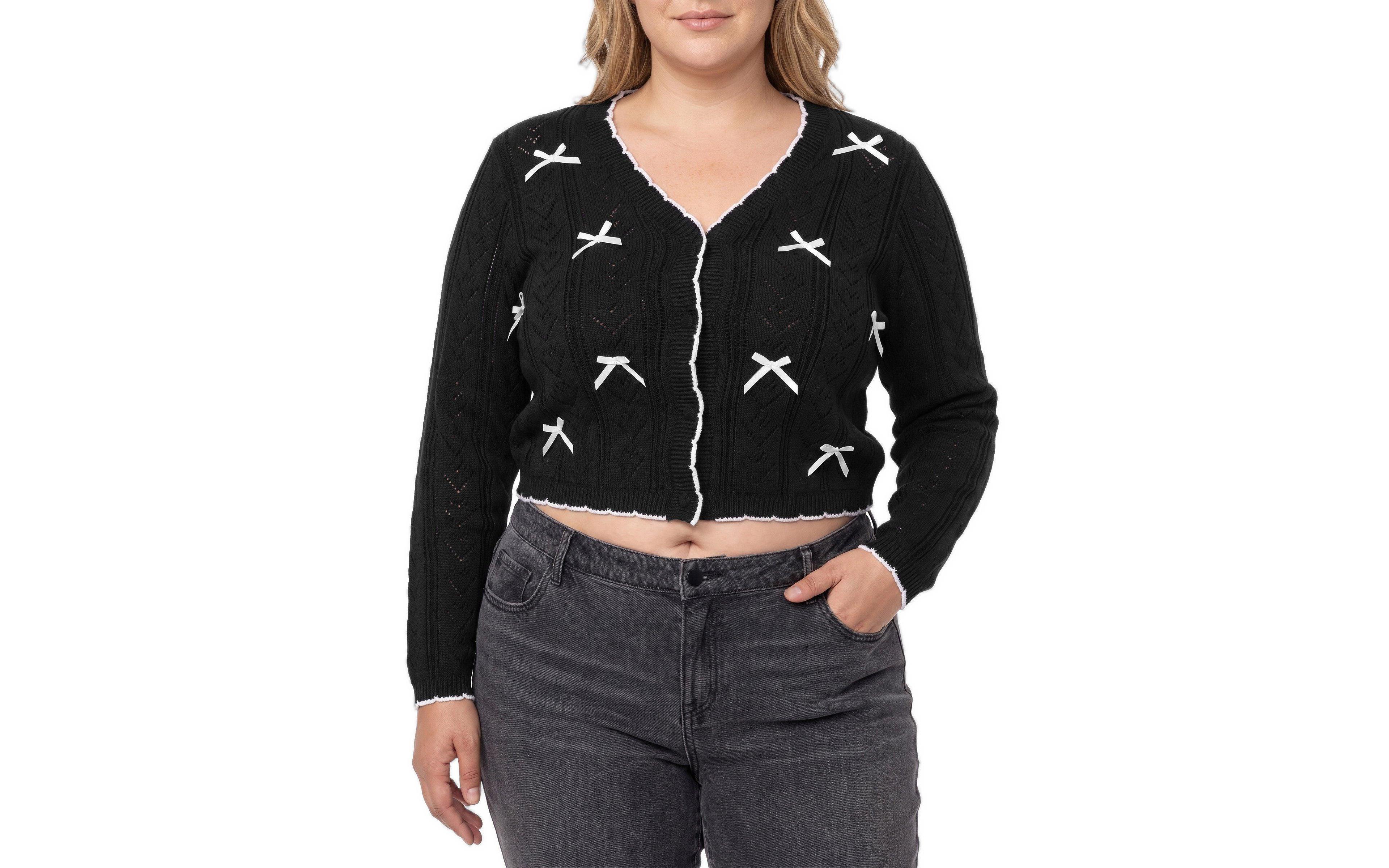 Torrid Plus Lovesick Cropped Pointelle Bow Cardigan
