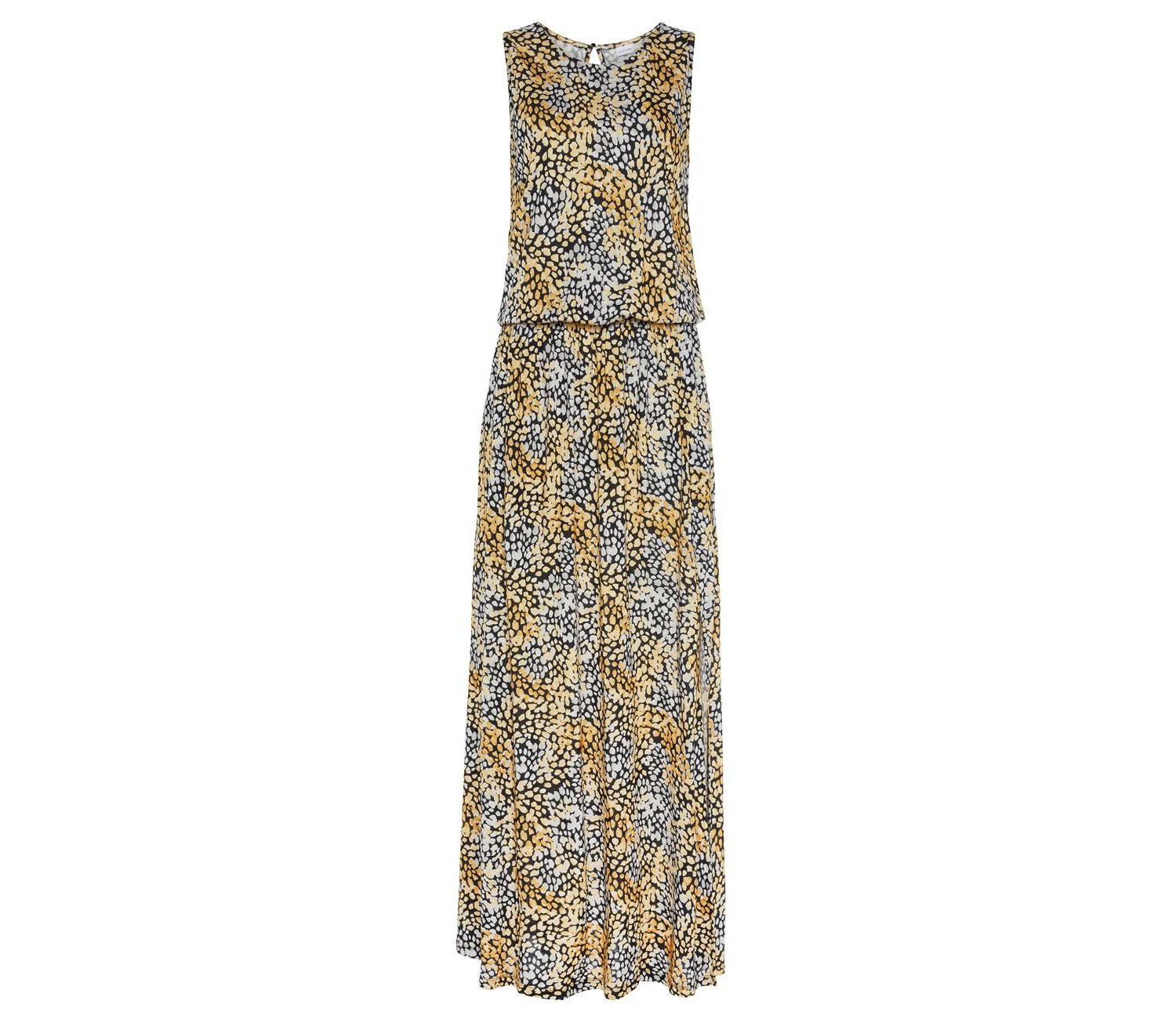 Women's Viscose Printed Side Slit Column Elastic-Waist Maxi Dress