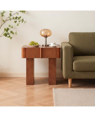  Mid-Century Wood Accent End Table with Drawer