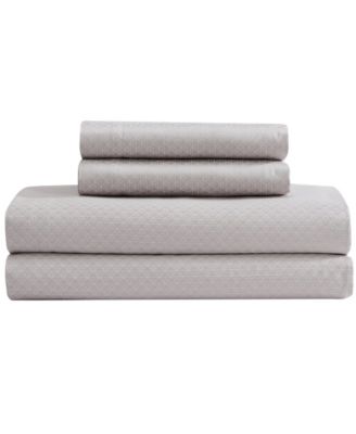Emblem 300-Thread Count Printed Sateen 4-Piece Sheet Set, Queen