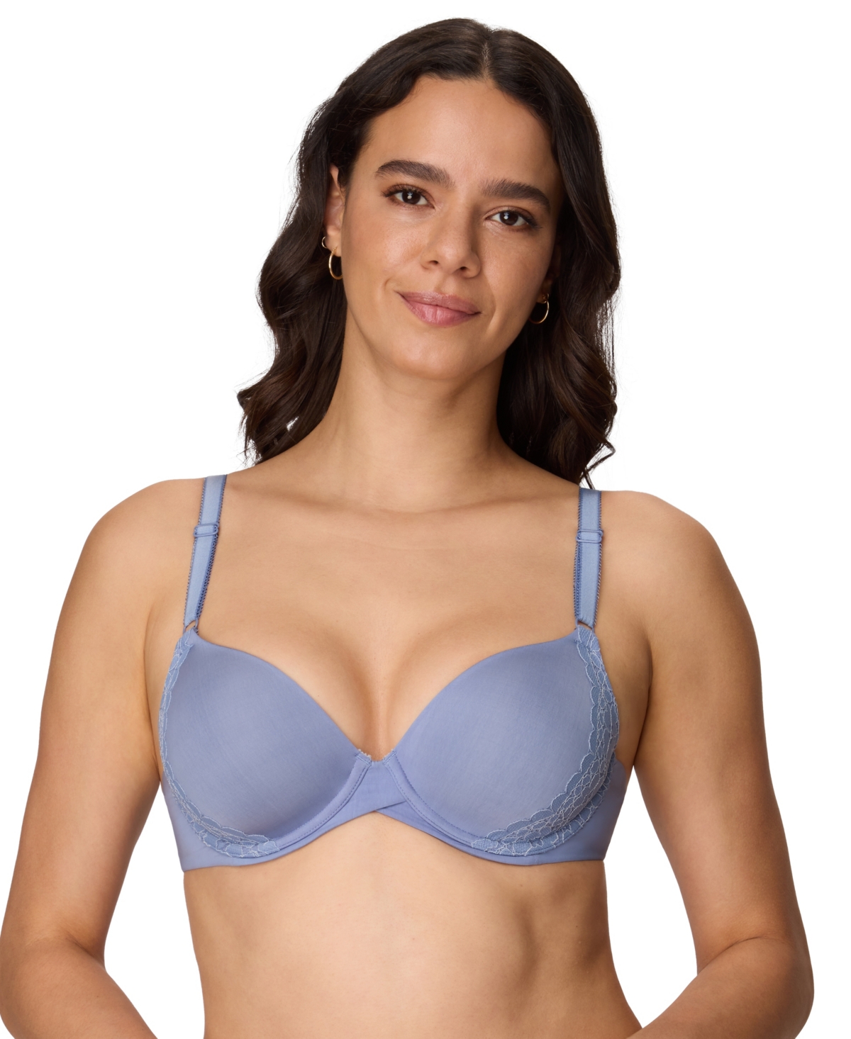 Maidenform One Fab Fit Everyday Modern Demi Underwire Bra (Plus Sizes Available) Jeans Blue/Salty Pepper Grey 38B Women's