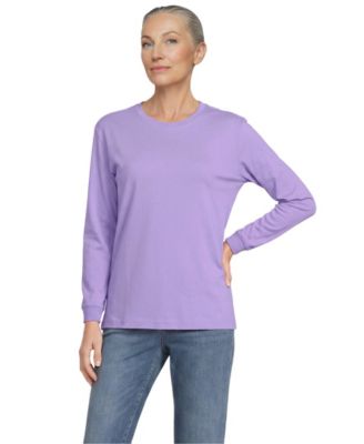 Women's Cotton Relaxed Long Sleeve Crew Neck