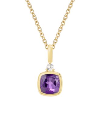 Gemstone & White Topaz Pendant (.03 ct. t.w. White Topaz) in Sterling Silver or 14k Gold Over Sterling Silver (Available in Amethyst, Garnet, Citrine, and Blue Topaz)