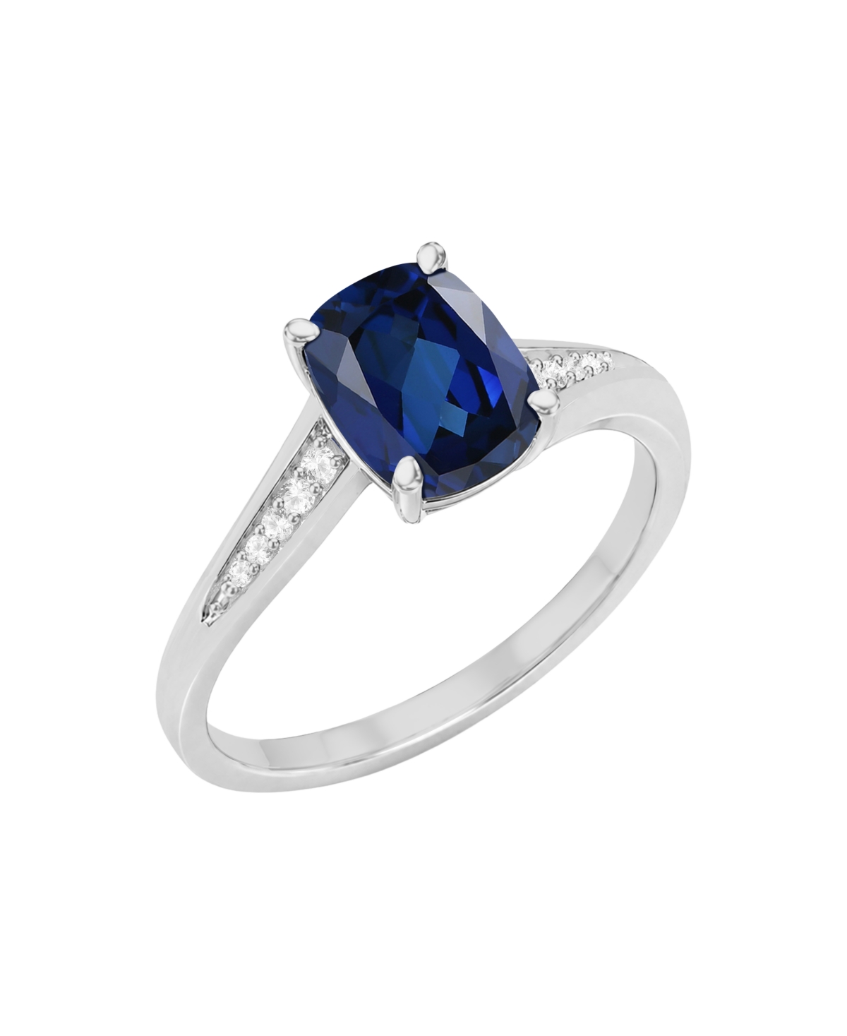 Lab Grown Opal & Lab Grown White Sapphire Cushion Ring (1/2 ct. t.w.) in 14K Gold Over Sterling Silver - Lab-Grown Sapphire / Sterling Silver
