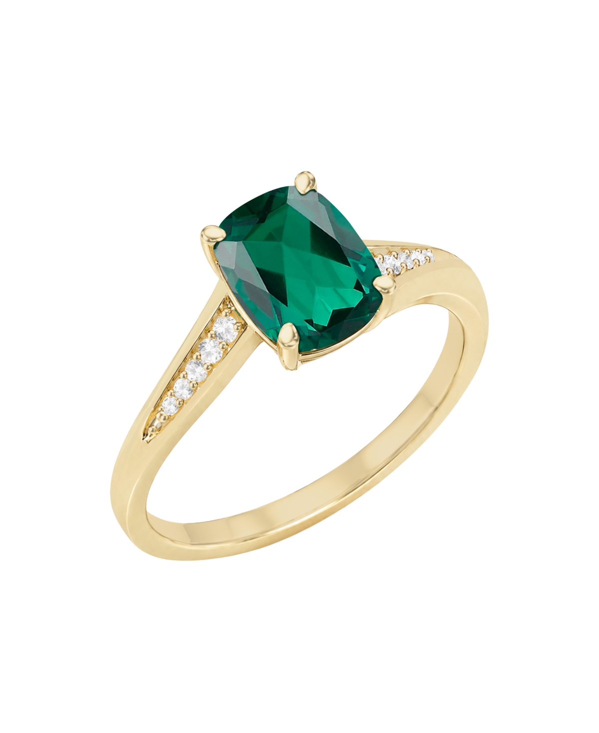 Lab Grown Opal & Lab Grown White Sapphire Cushion Ring (1/2 ct. t.w.) in 14K Gold Over Sterling Silver - Lab-Grown Emerald / 14K Gold Over Sterli