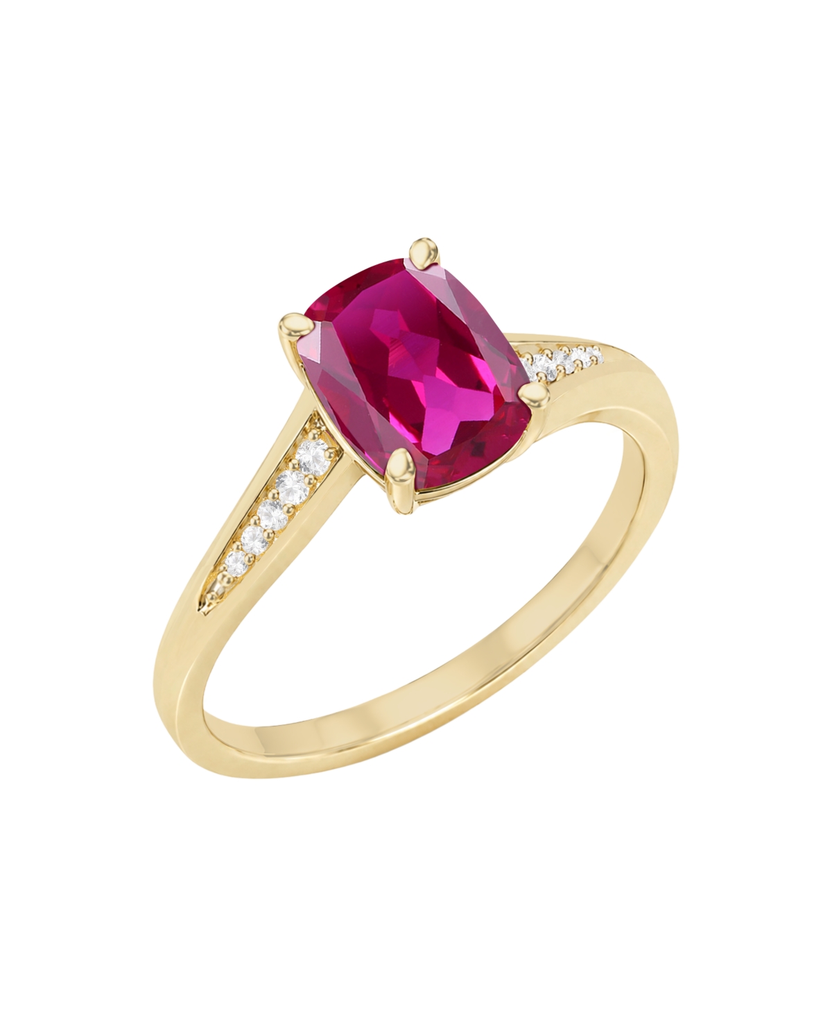 Lab Grown Opal & Lab Grown White Sapphire Cushion Ring (1/2 ct. t.w.) in 14K Gold Over Sterling Silver - Lab-Grown Ruby / 14k Gold Over Sterling
