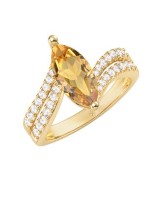 Gemstone & White Topaz Ring (5/8 ct. t.w.) in Sterling Silver or 14k Gold Over Sterling Silver (Available in Amethyst, Garnet, Citrine, and Blue Topaz)
