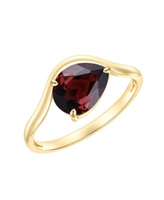 Pear Ring in Sterling Silver or 14k Gold Over Sterling Silver (Available in Amethyst, Garnet, Citrine, and Blue Topaz)