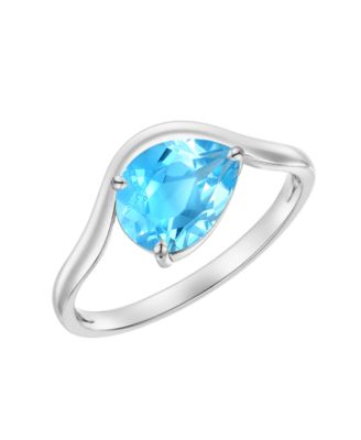Pear Ring in Sterling Silver or 14k Gold Over Sterling Silver (Available in Amethyst, Garnet, Citrine, and Blue Topaz)