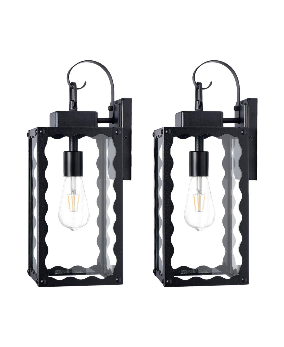 Busdays 18 Inch Oversized Matte Outdoor Wall Light with Clear Glass Waterproof Modern Sconce for Porch Garage Etl Listed Wavy Design
