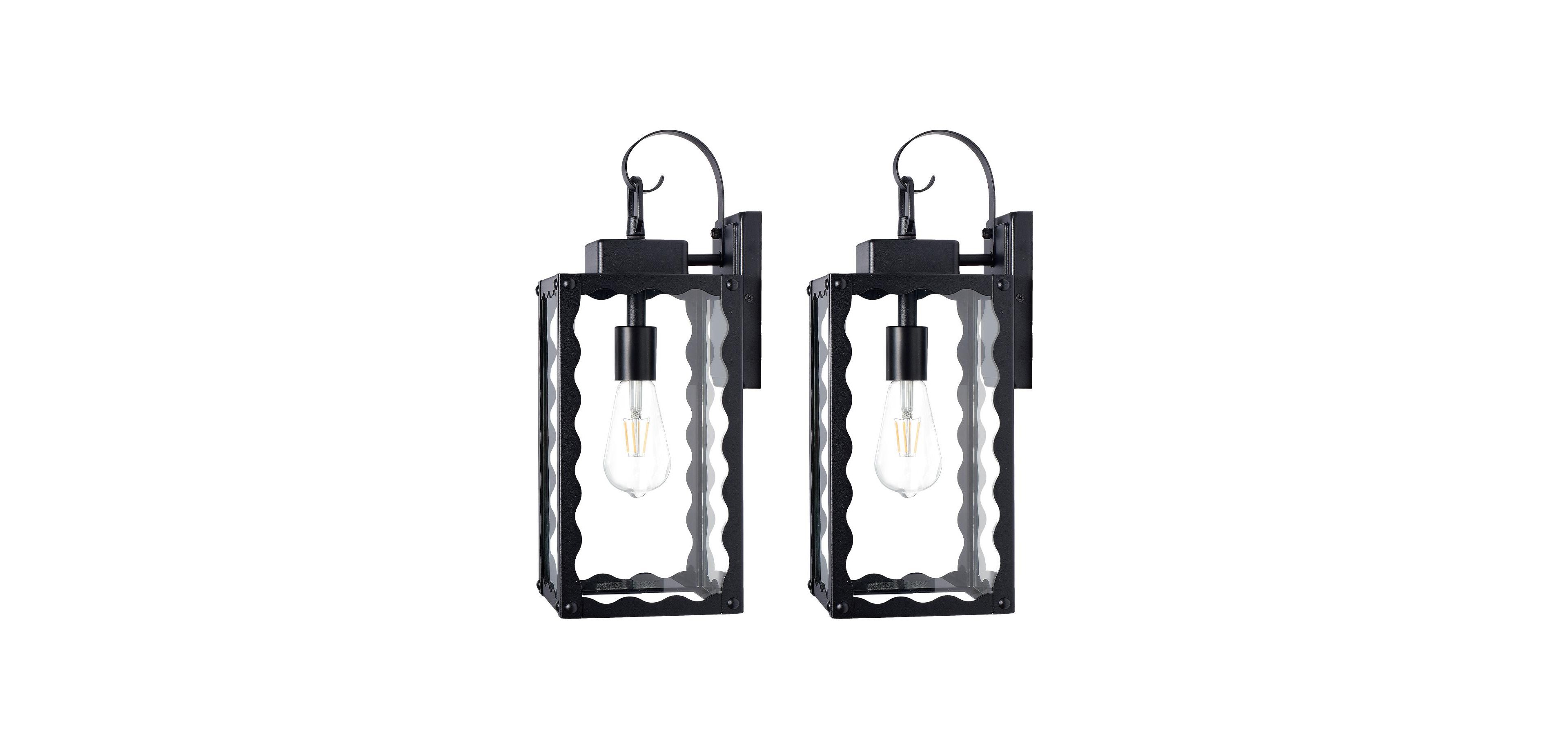 Busdays 18 Inch Oversized Matte Outdoor Wall Light with Clear Glass Waterproof Modern Sconce for Porch Garage Etl Listed Wavy Design