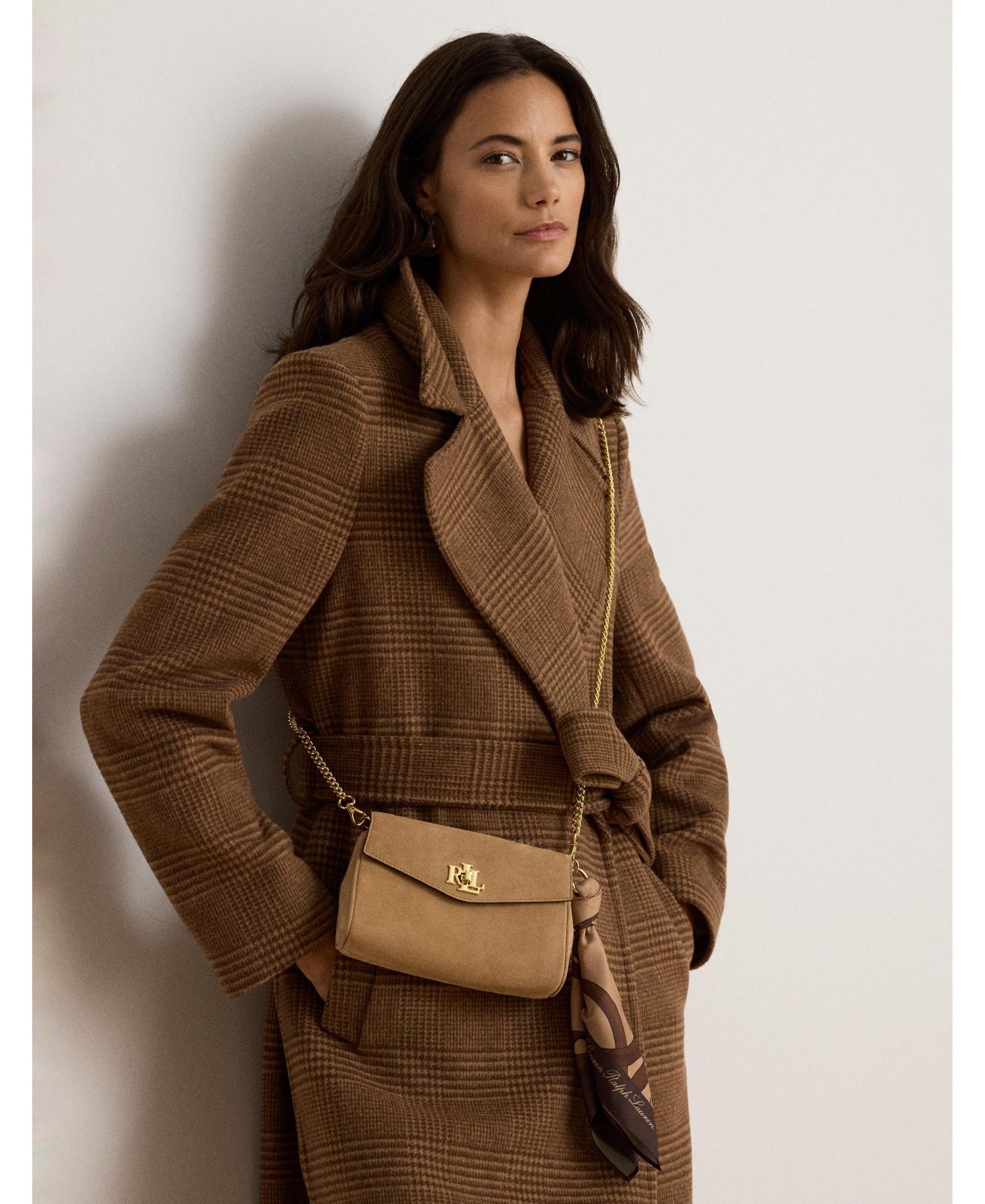 Scarf Trim Suede Small Crossbody Bag