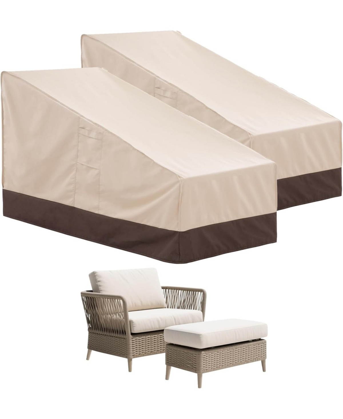 Cushry 3-Piece Patio Furniture Covers Set, Waterproof Outdoor Chair and Loveseat Covers, Uv Protection, Windproof Design - Light Beige