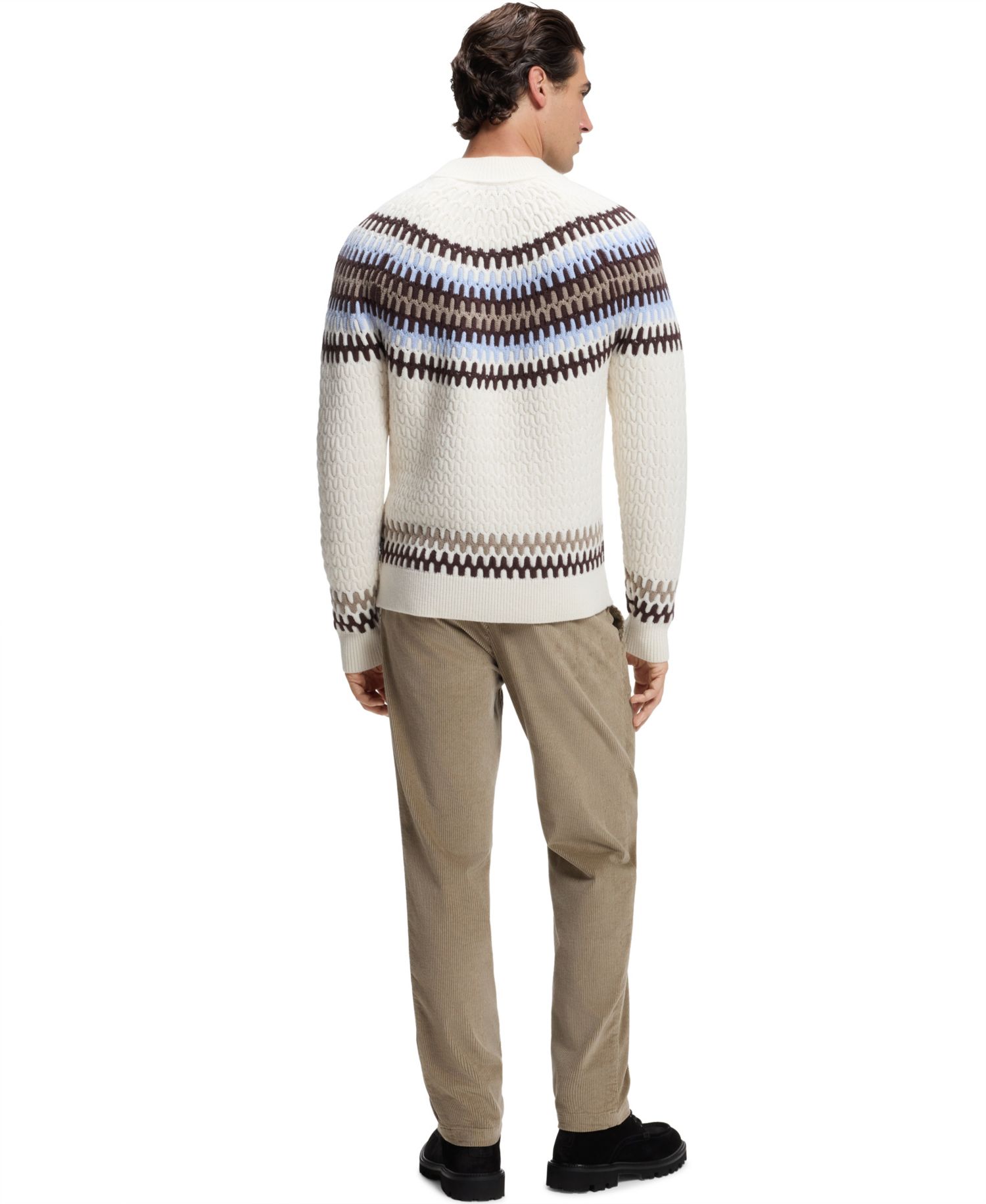 Men's C-Fiotto Cable Fair-Isle-Patterned Mock-Neck Sweater