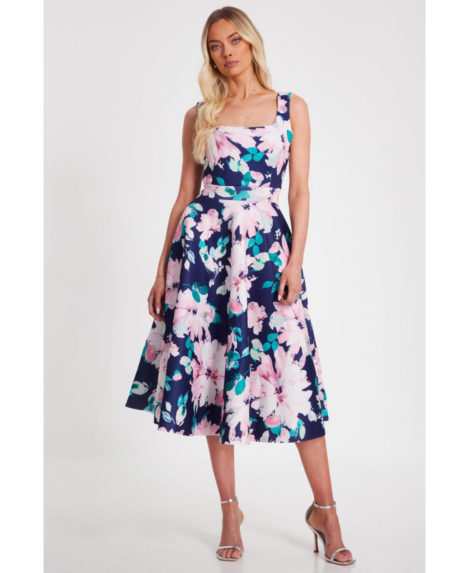 Women's Square Neck Skater Midaxi Dress