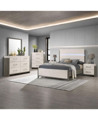 6-Piece Bedroom Set - Queen Size Bed with Dresser, Mirror, Chest and 2 Nightstands