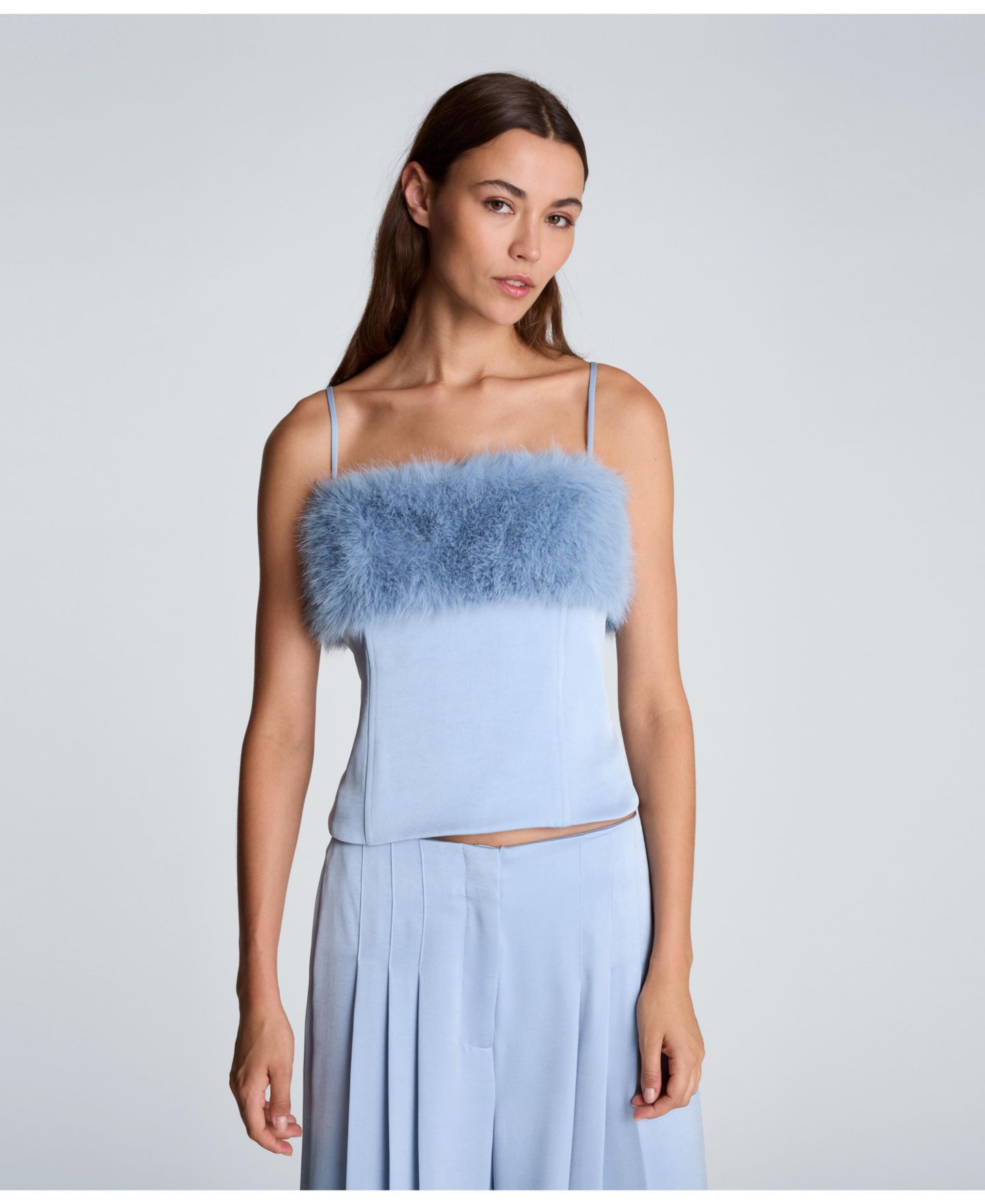 Корсет Fur-Panel, квадратный вырез, атлас — Kenneth Cole, цвет: Синий — фото 2