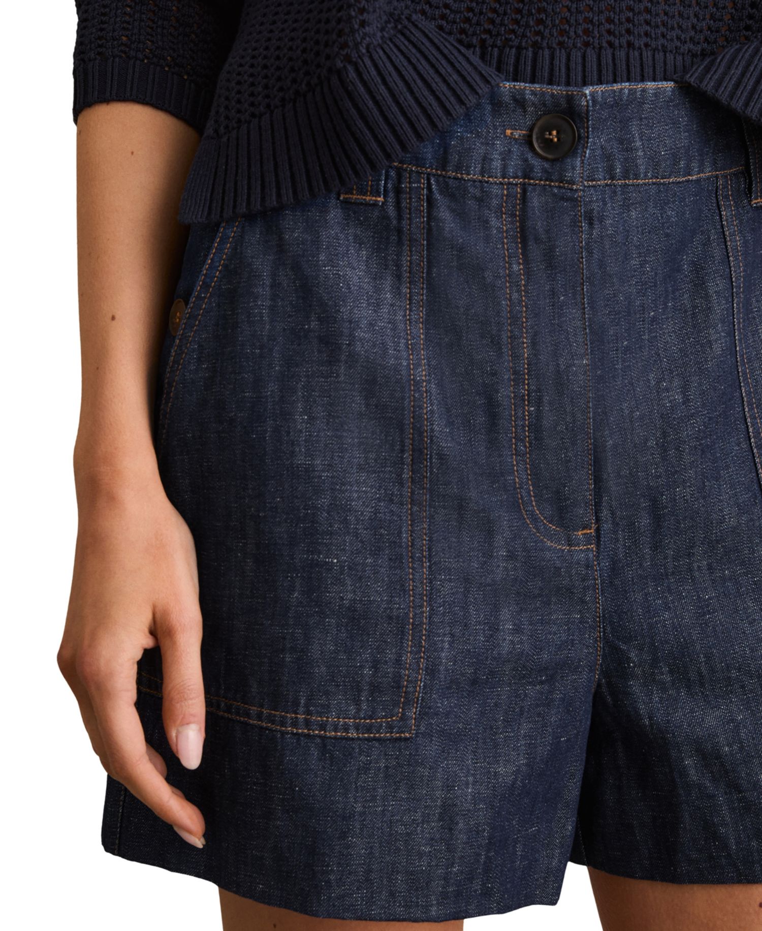 Women's Ashby High-Waisted Linen Chambray Shorts
