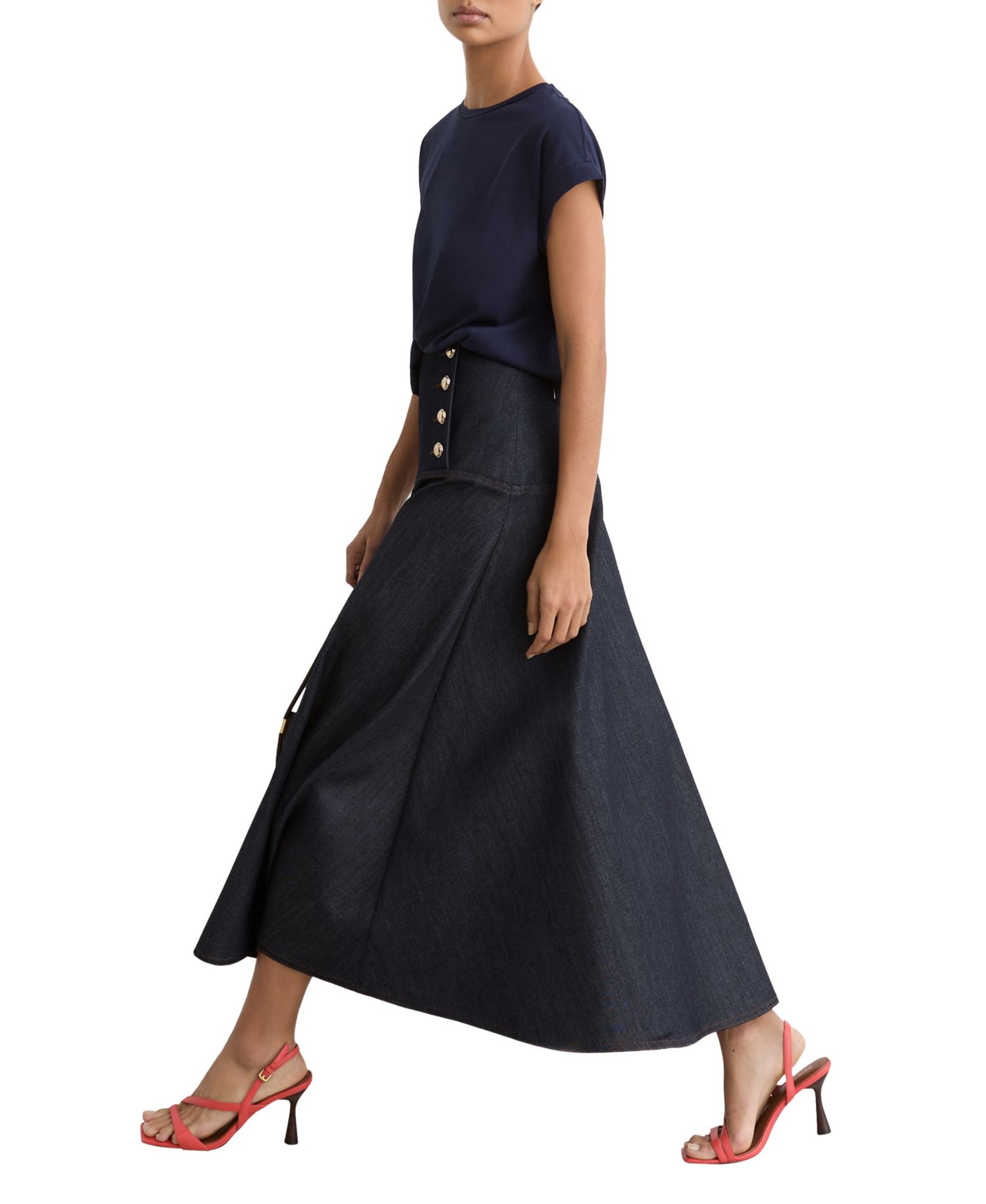 Women's Skylar Denim A-Line Midi Skirt