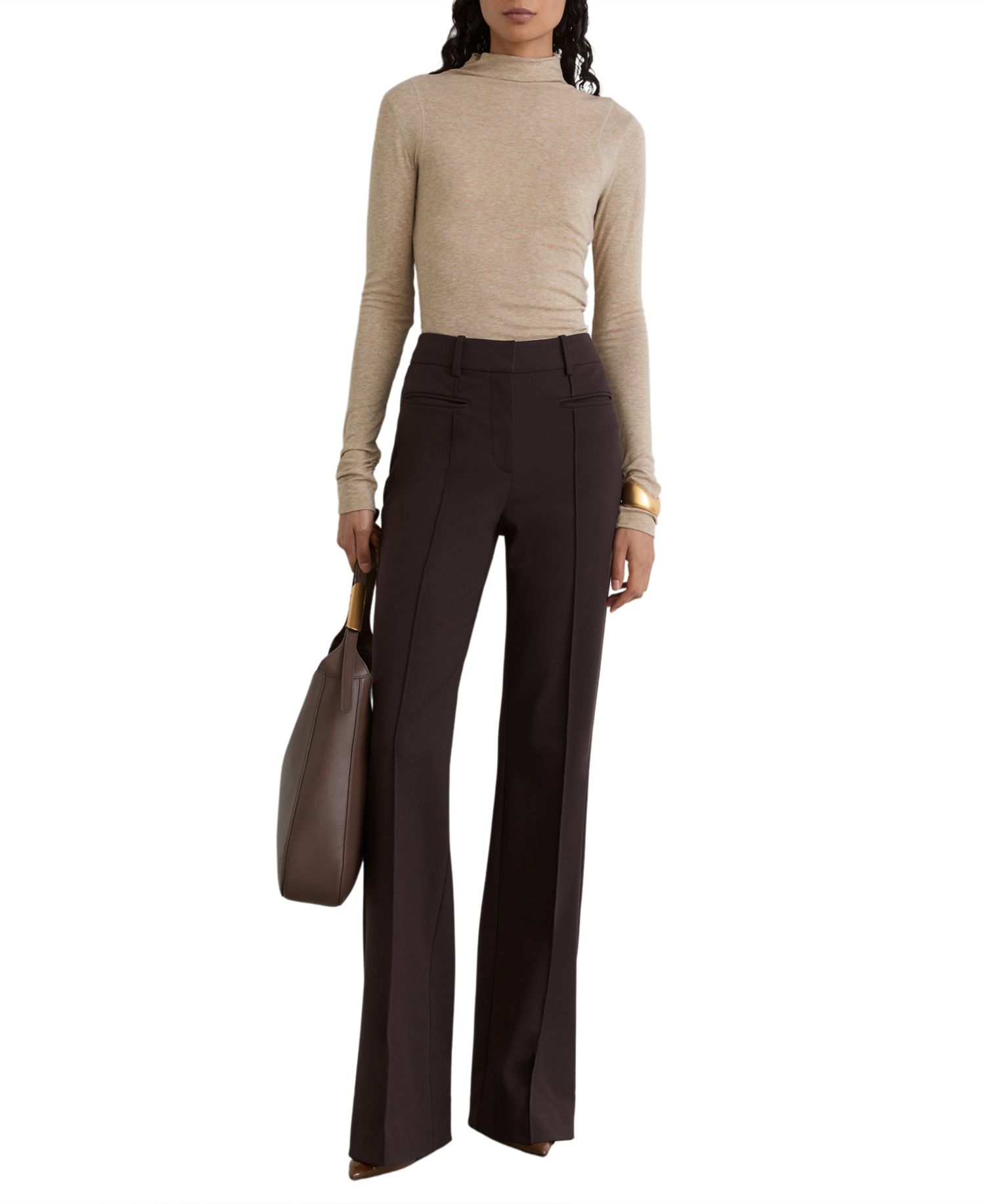 Women's Heidi Long-Sleeve Mock-Neck Ruched T-Shirt