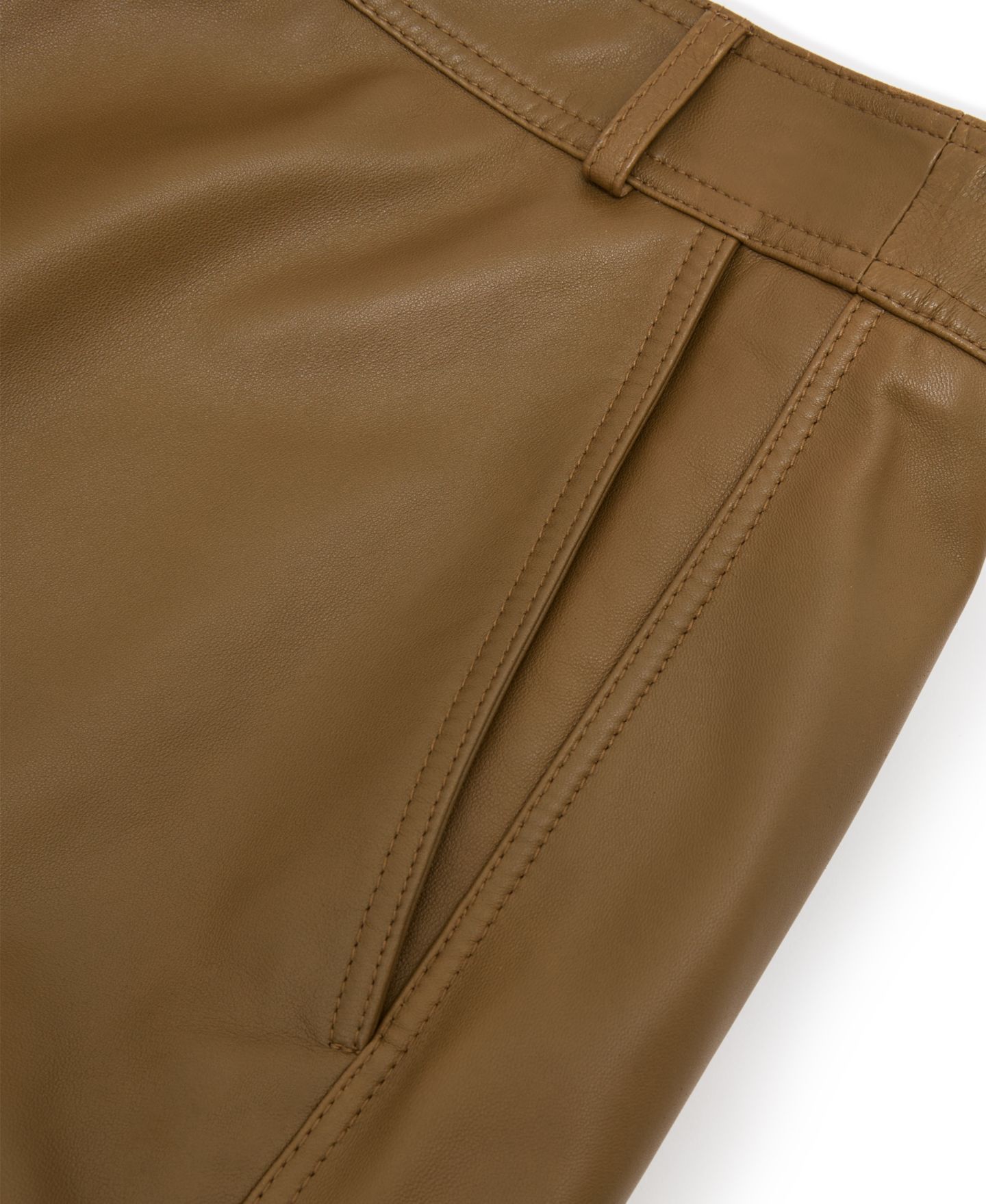 Женская юбка REISS Milly High-Waisted Leather Midi Pencil, цвет: Хаки — фото 4