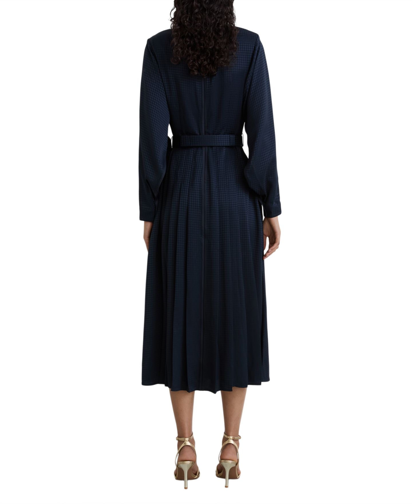 Женское платье REISS Kea Long-Sleeve Belted Midi, цвет: Тёмно-синий — фото 3